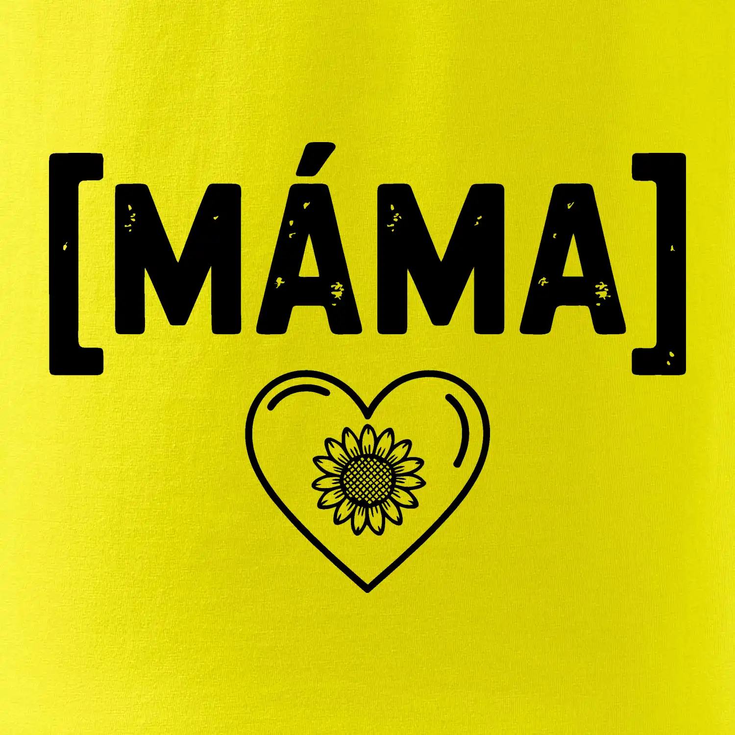 Máma nápis a srdce a slunečnice