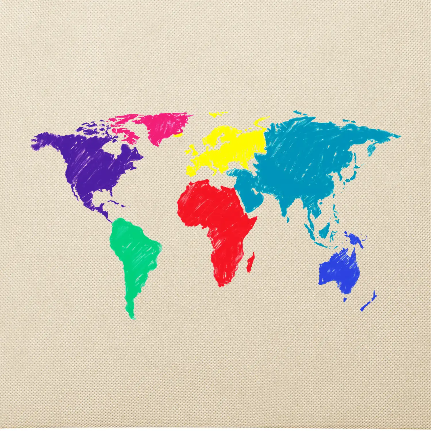 Světové kontinenty bez názvů - barevné