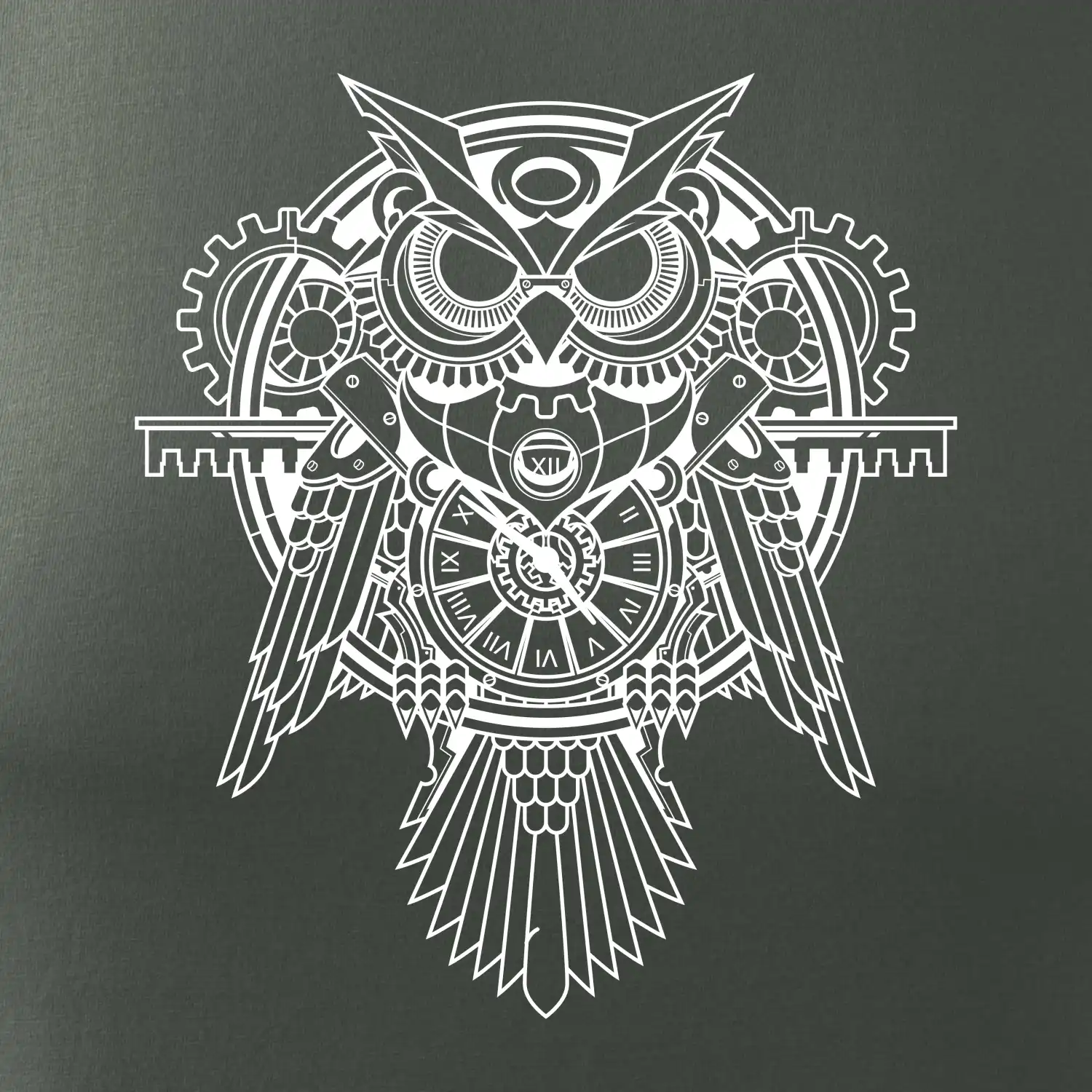 Steampunk sova černobílá