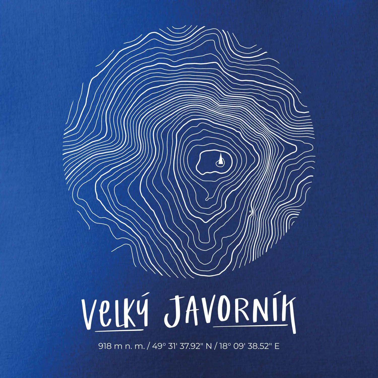 Velký Javorník - vrstevnice v kruhu
