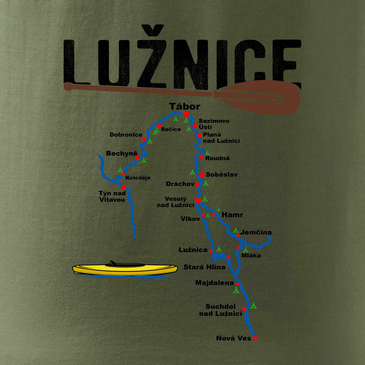 Mapa řeky Lužnice