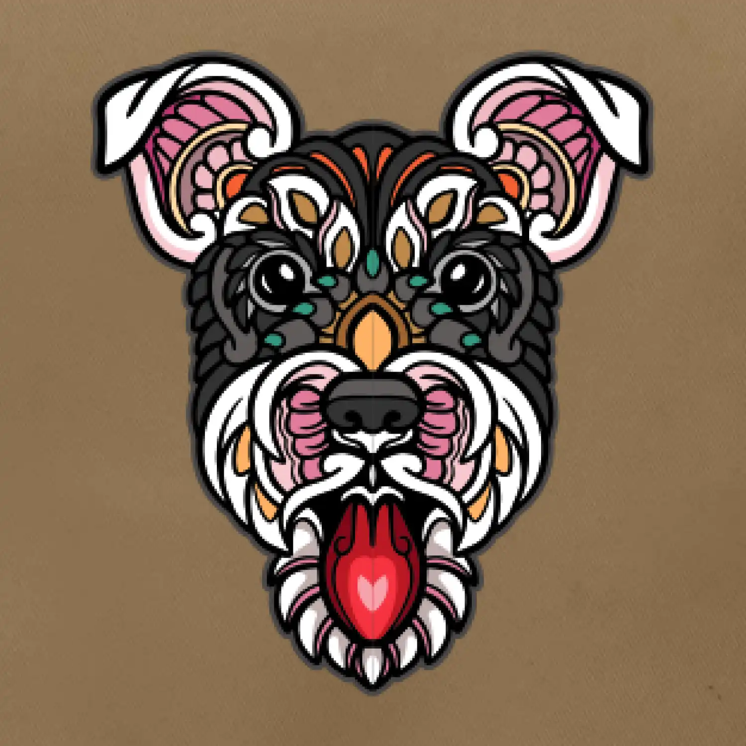 Knírač hlava barevná