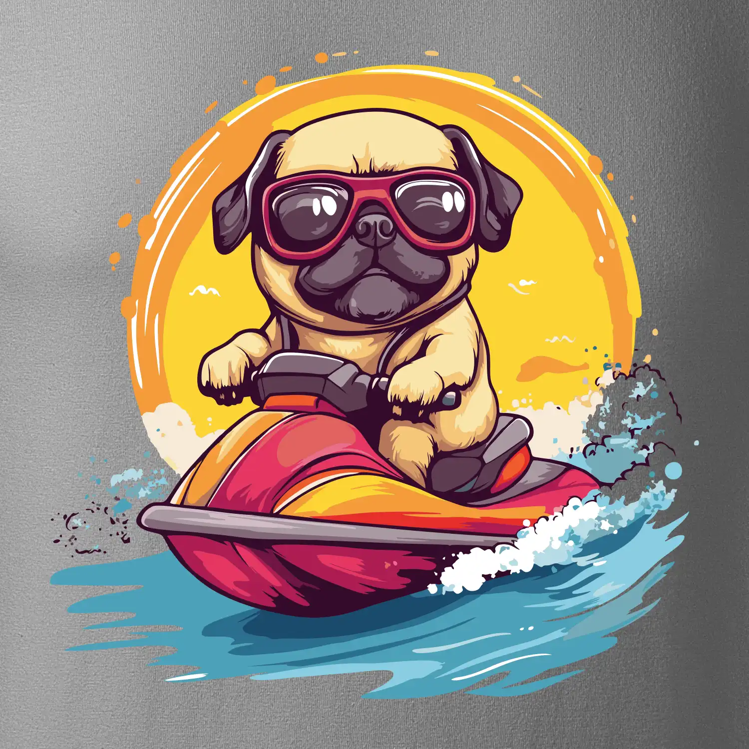 Mops na vodním skútru