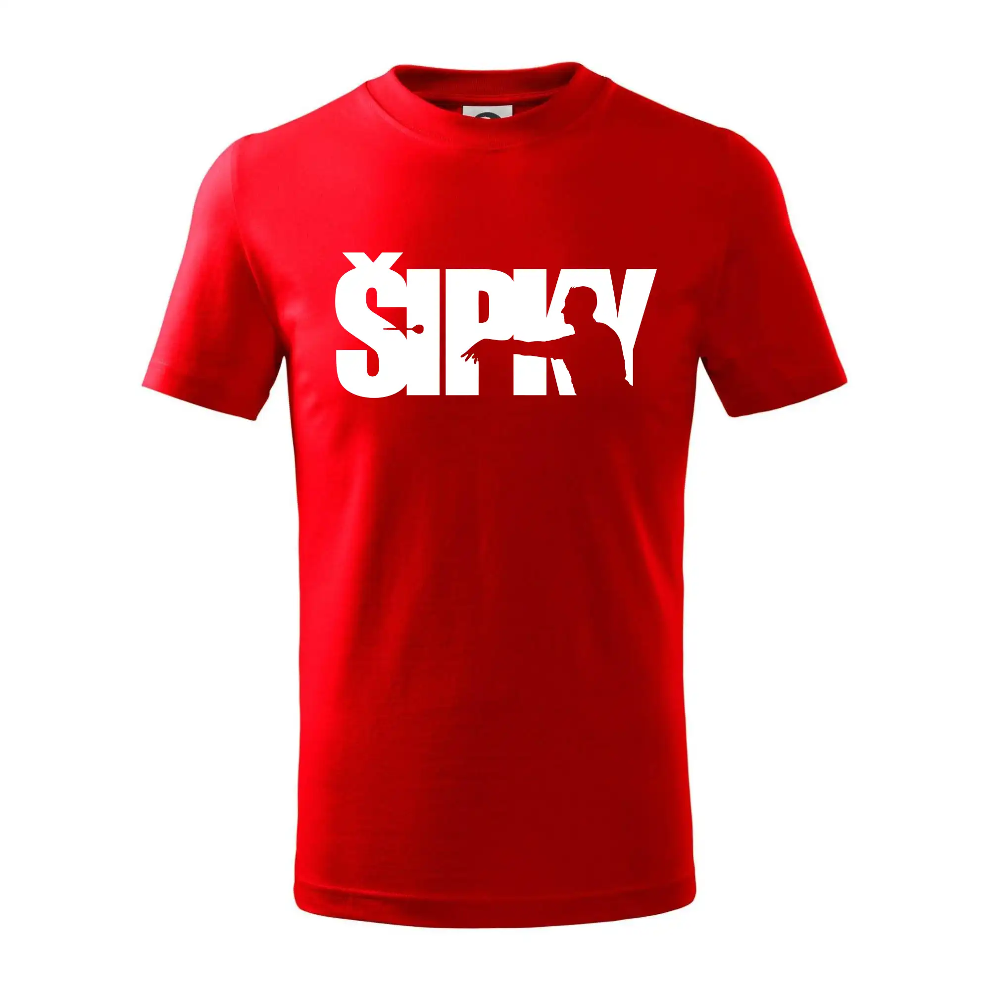 Šipky - nápis se šipkařem
