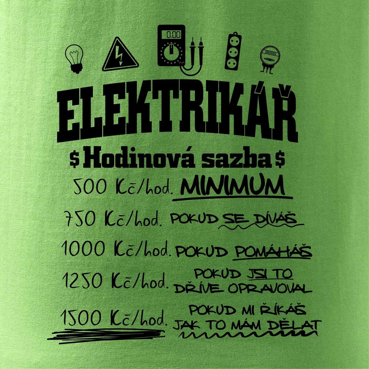 Elektrikář hodinová sazba