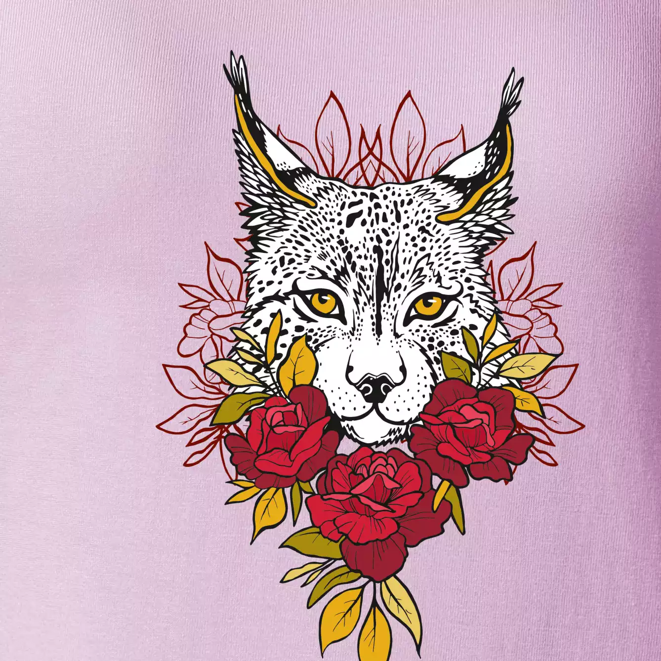 Rys s červenými růžemi  (Pecka design)