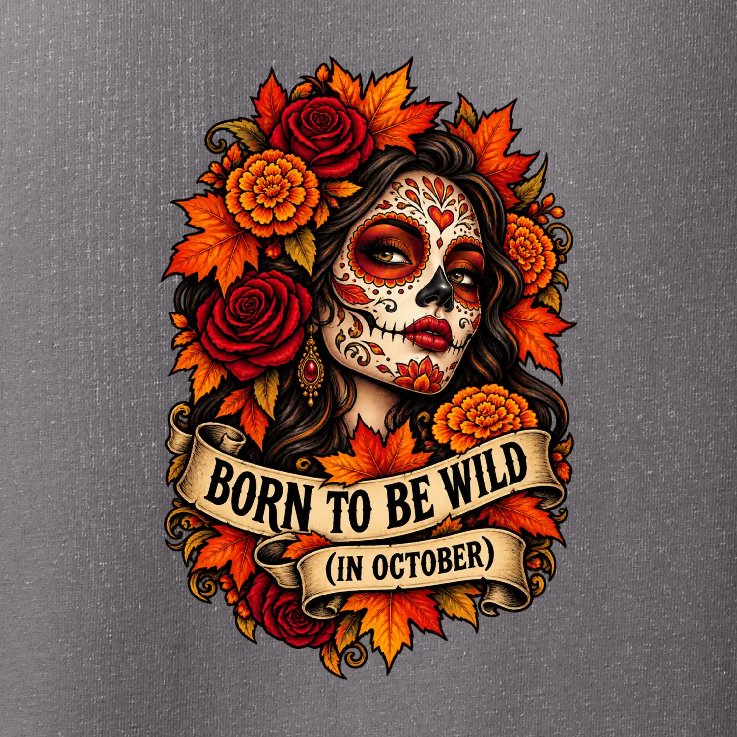 Born to be wild podzimní květinová lebka