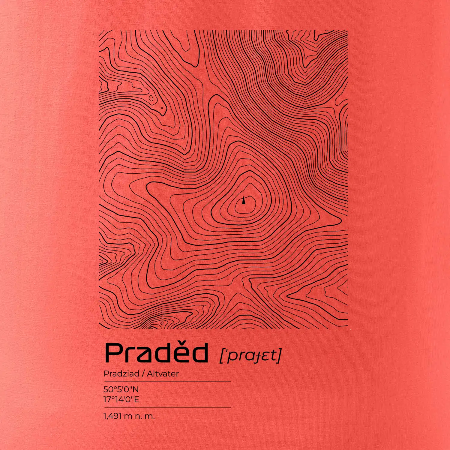 Praděd - vrstevnice v obdélníku