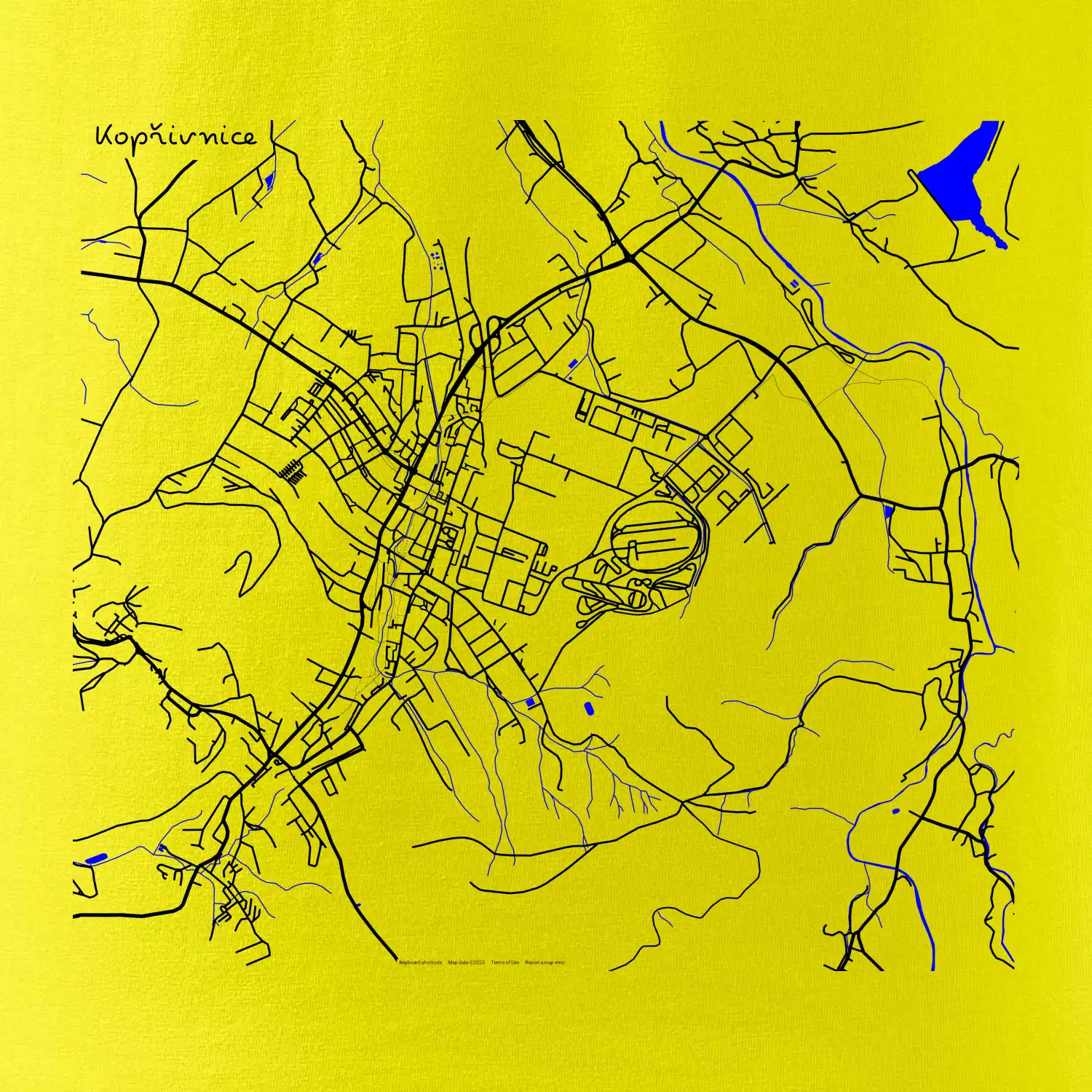 Kopřivnice - Mapa s vodními toky