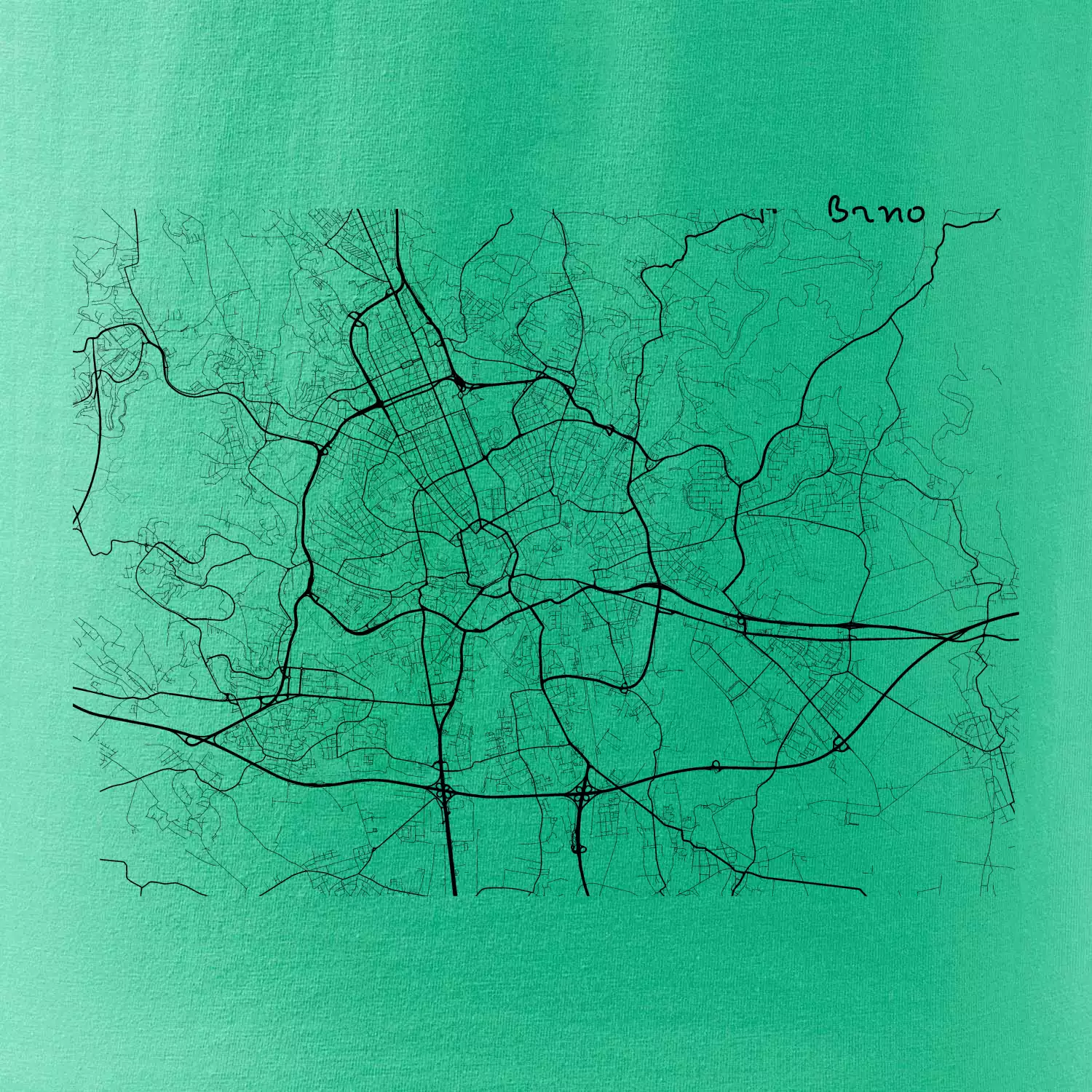 Černobílá mapa Brno
