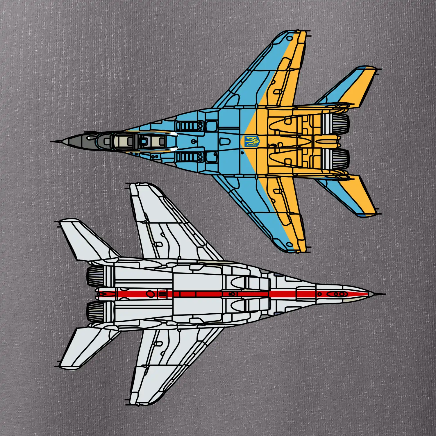 Mig 29 Fulcrum ze spoda a ze zhora