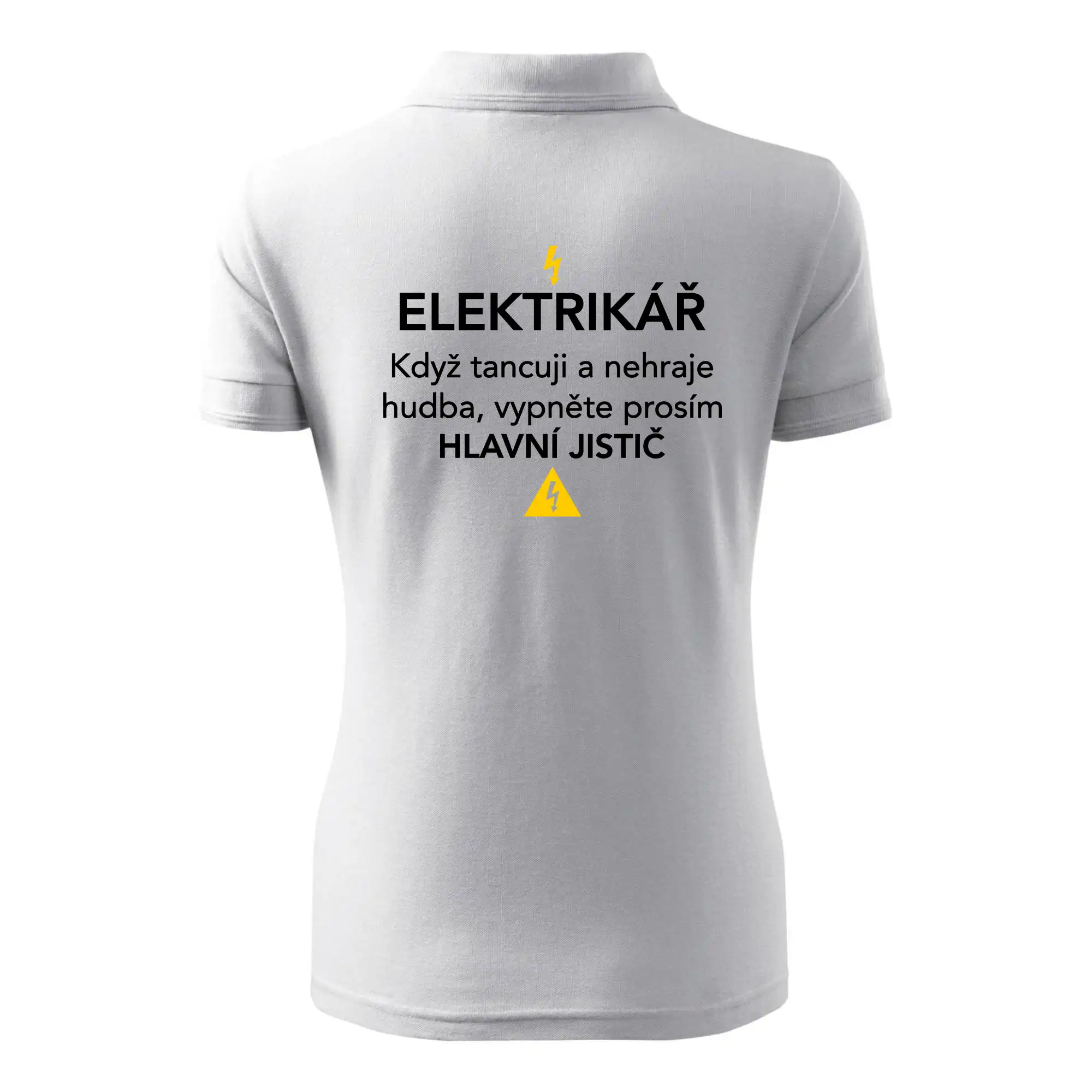 Elektrikář - hlavní jistič - Nápis na zádech