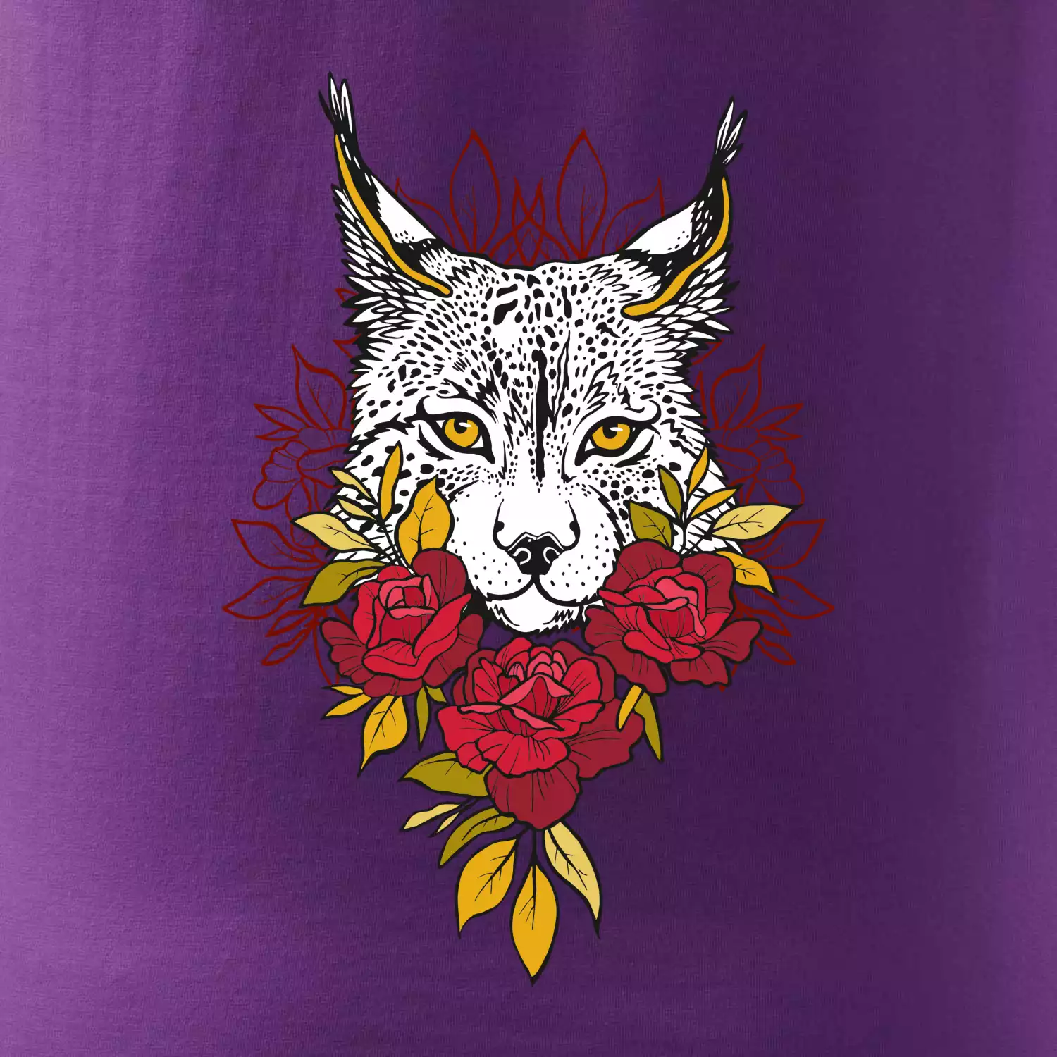 Rys s červenými růžemi  (Pecka design)