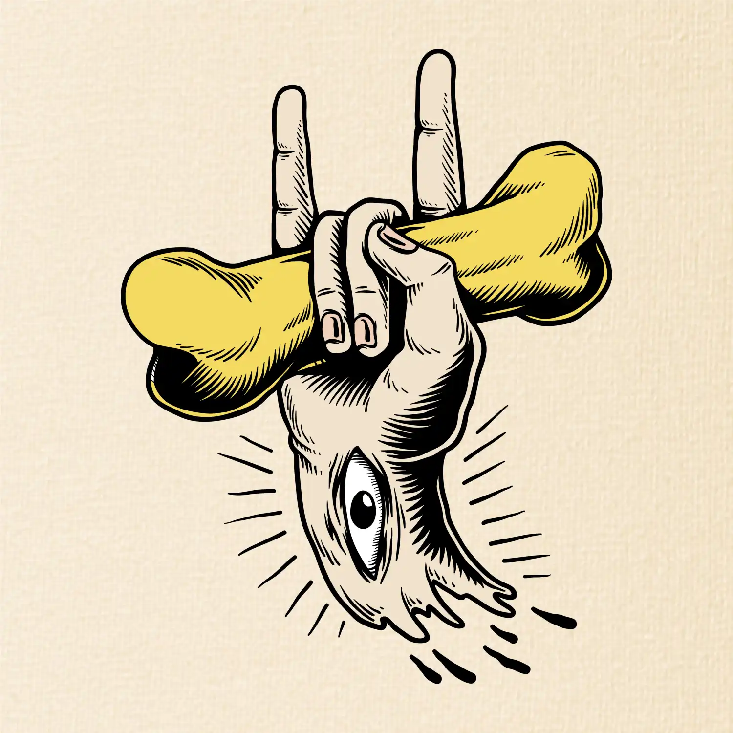 Rocková ruka kost a oko