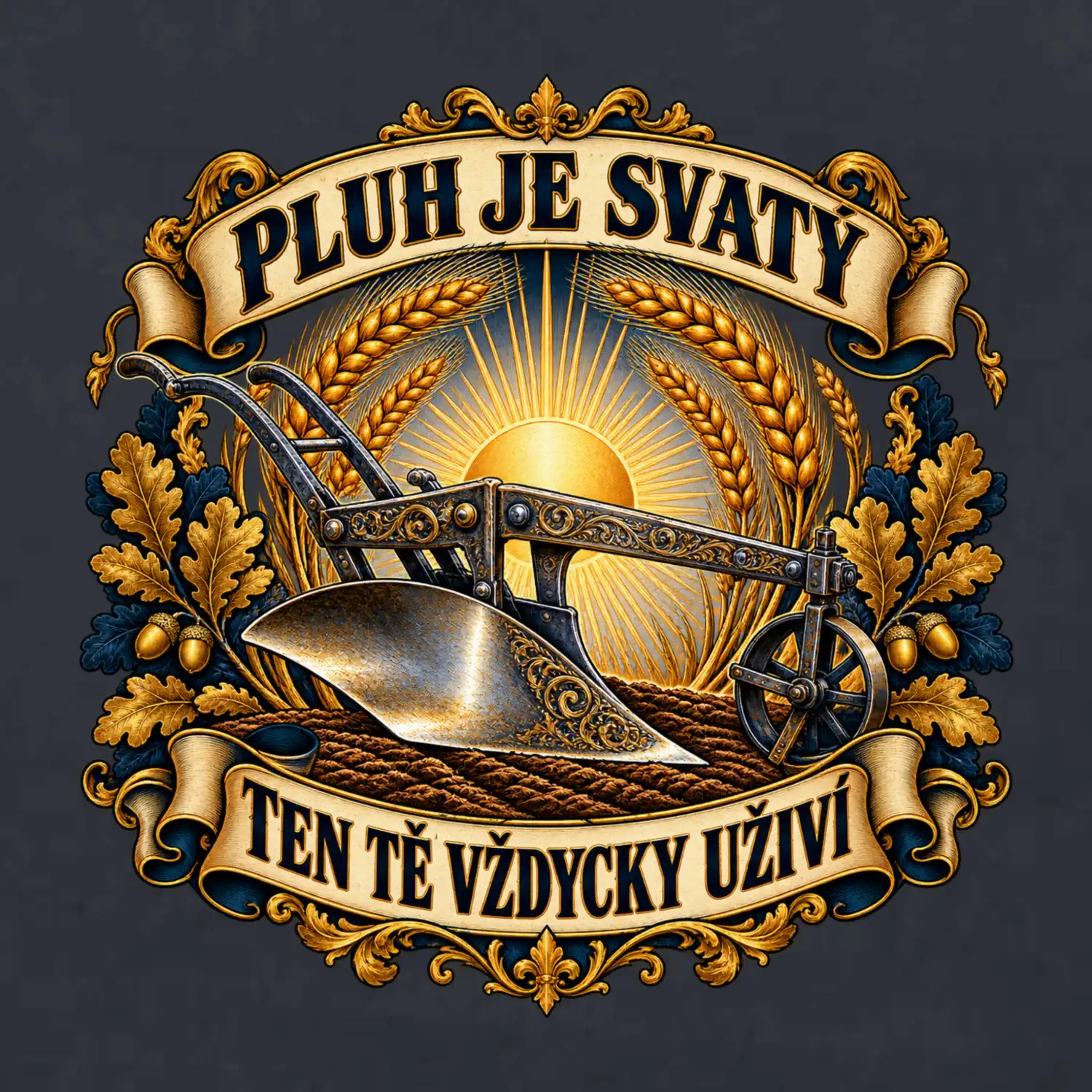 Posvátný pluh s pšeničnou svatozáří