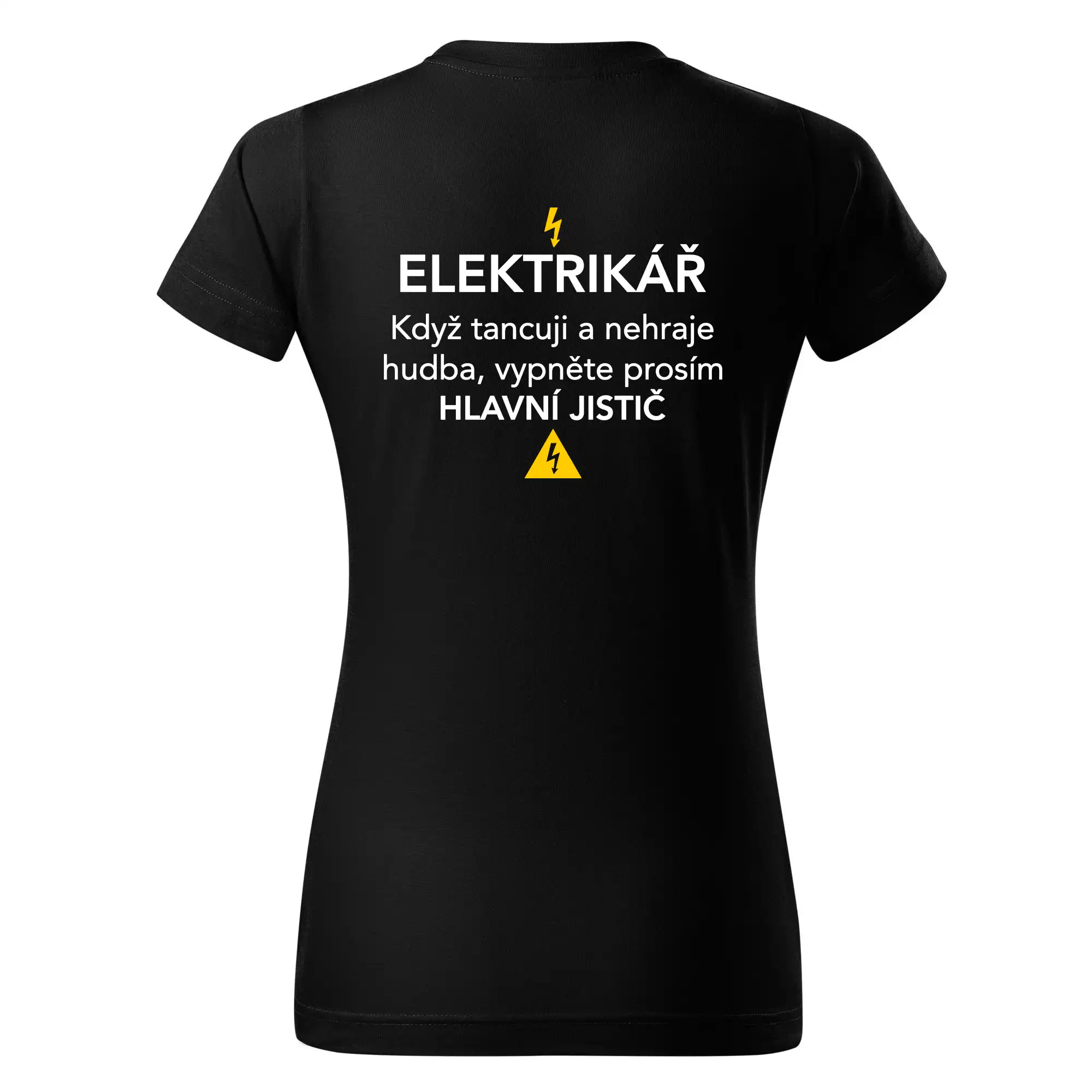 Elektrikář - hlavní jistič - Nápis na zádech