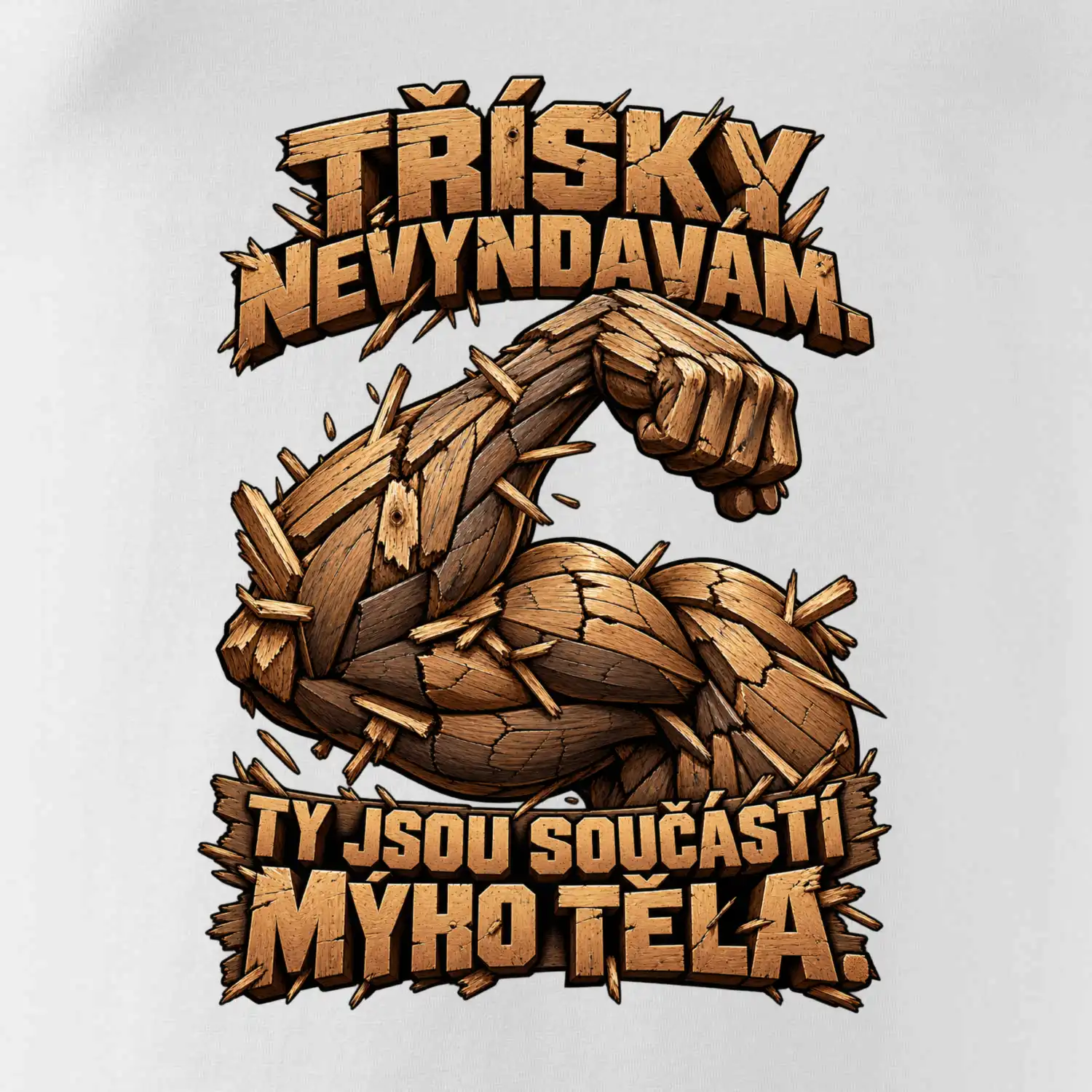 Třísky nevyndavám ty jsou součástí mýho těla - dřevěná paže