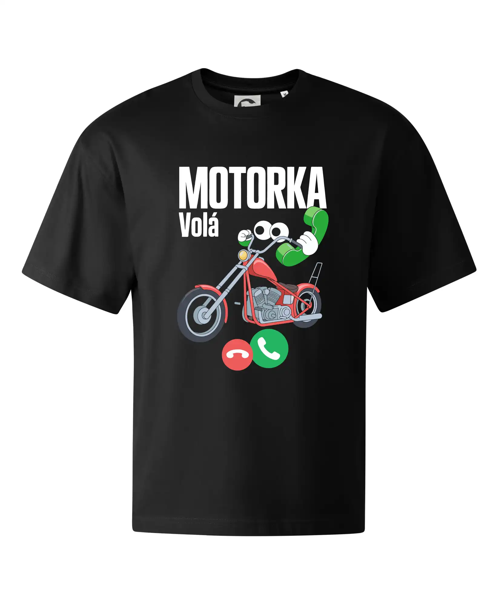 Karikatura motorka chopper volá