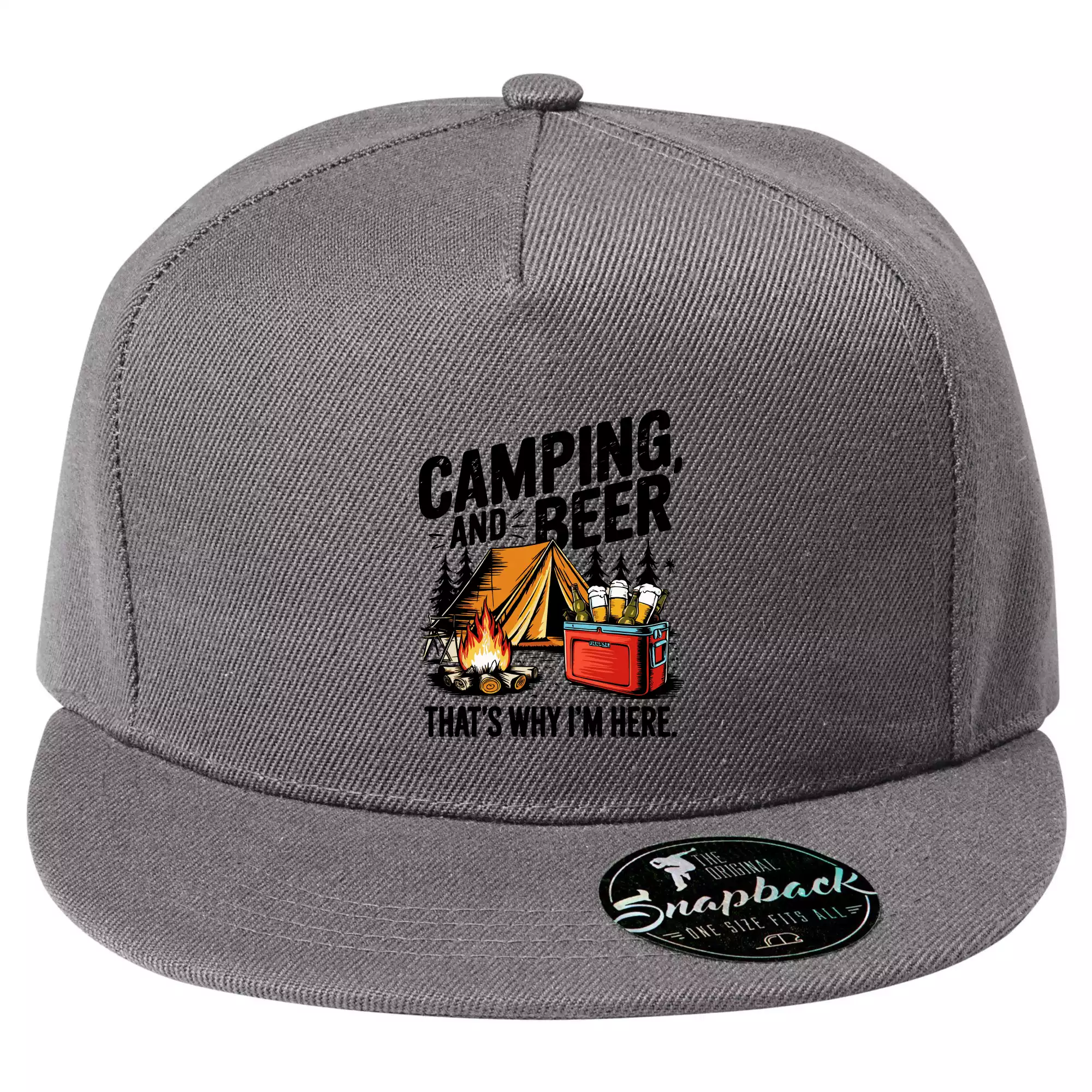 Černý nápis nápis Camping and beer