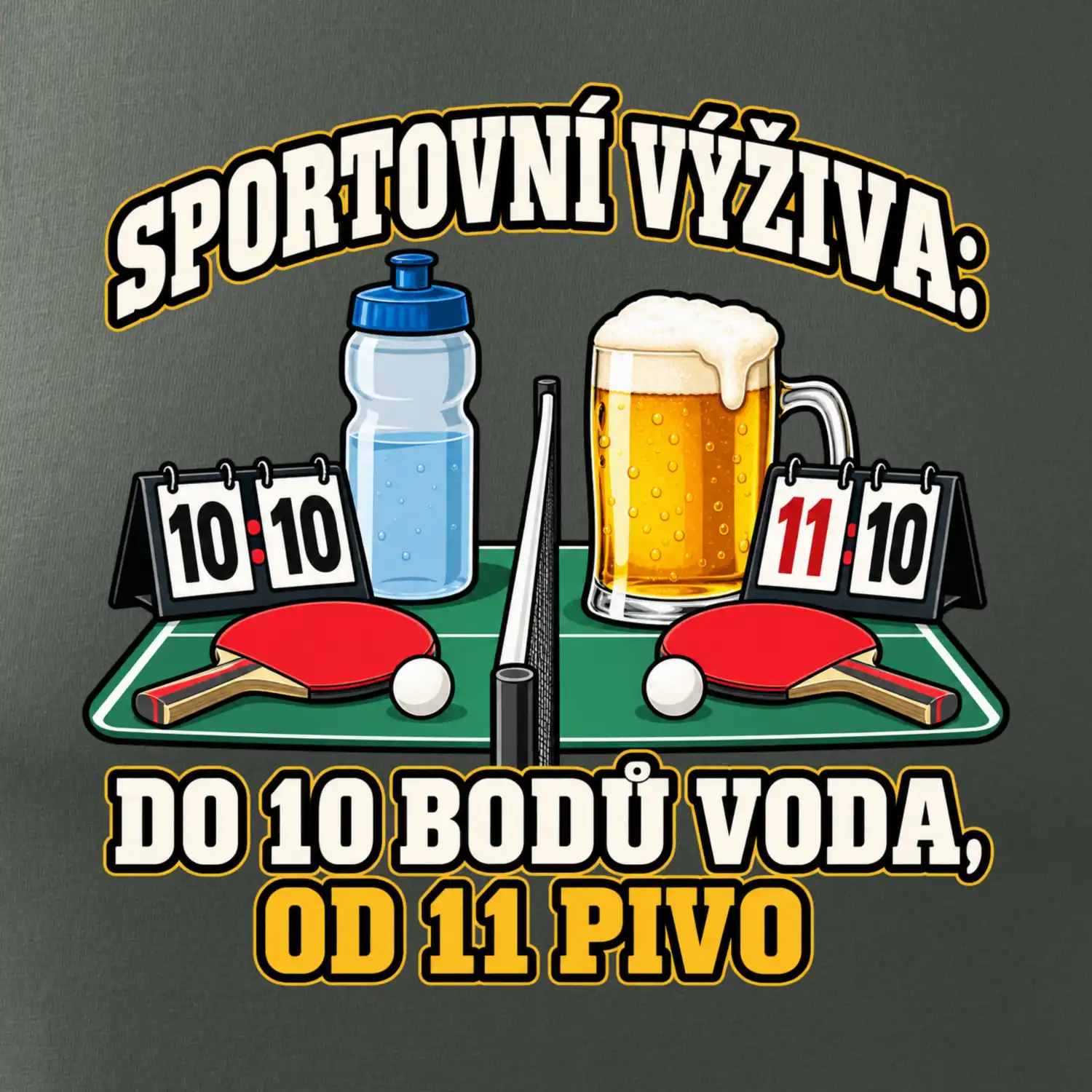 Sportovní výživa -  do 10 bodů voda, od 11 pivo