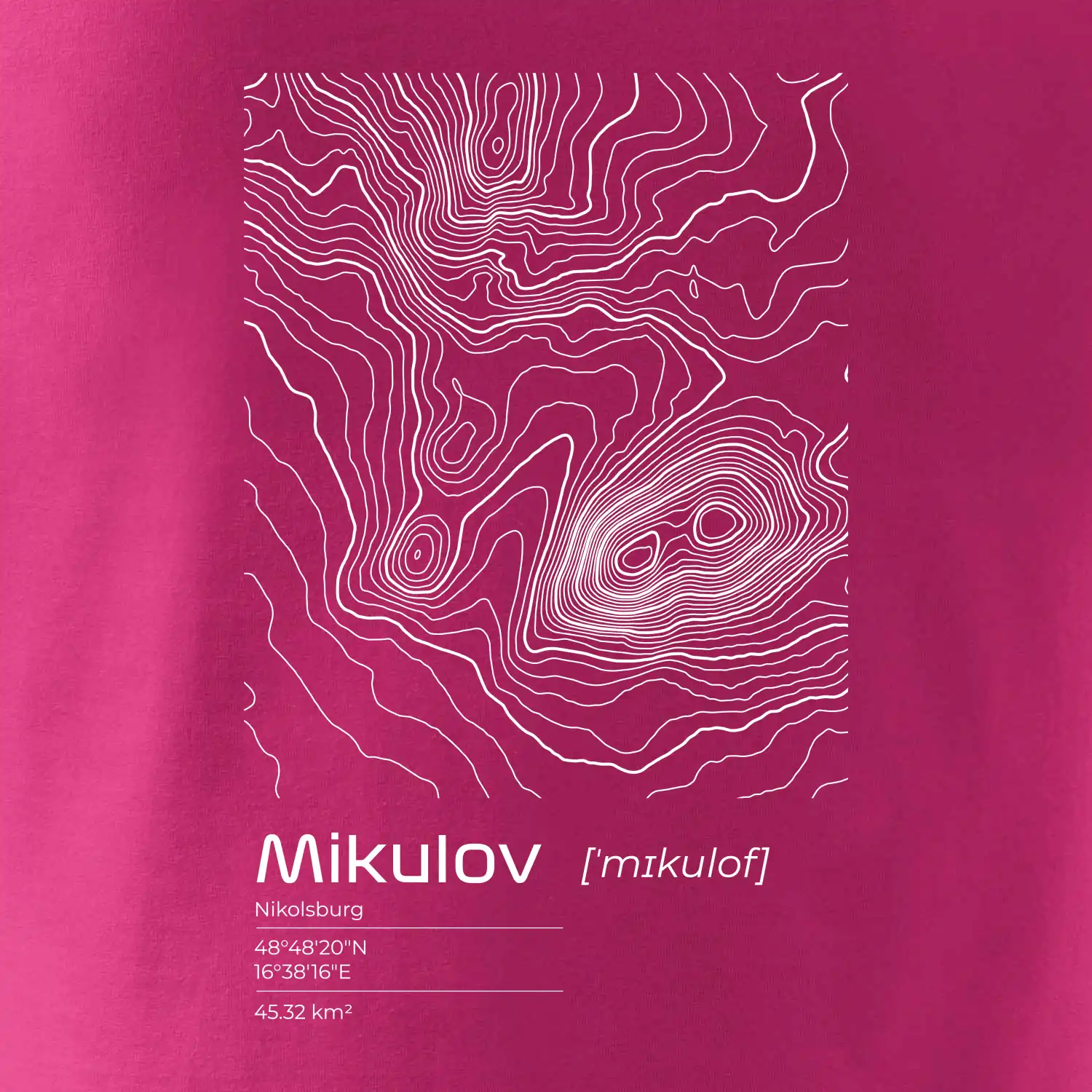 Mikulov - vrstevnice v obdélníku