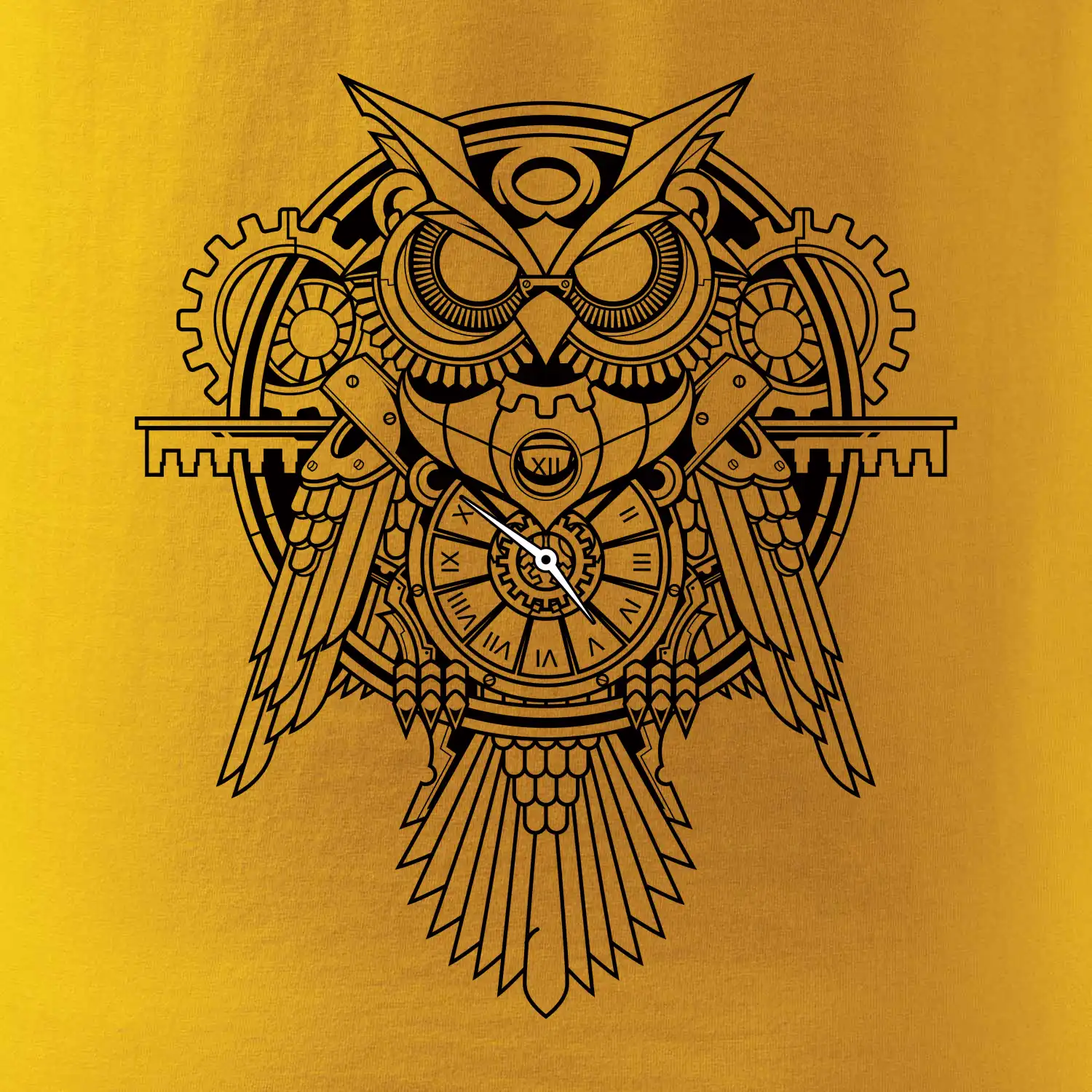 Steampunk sova černobílá