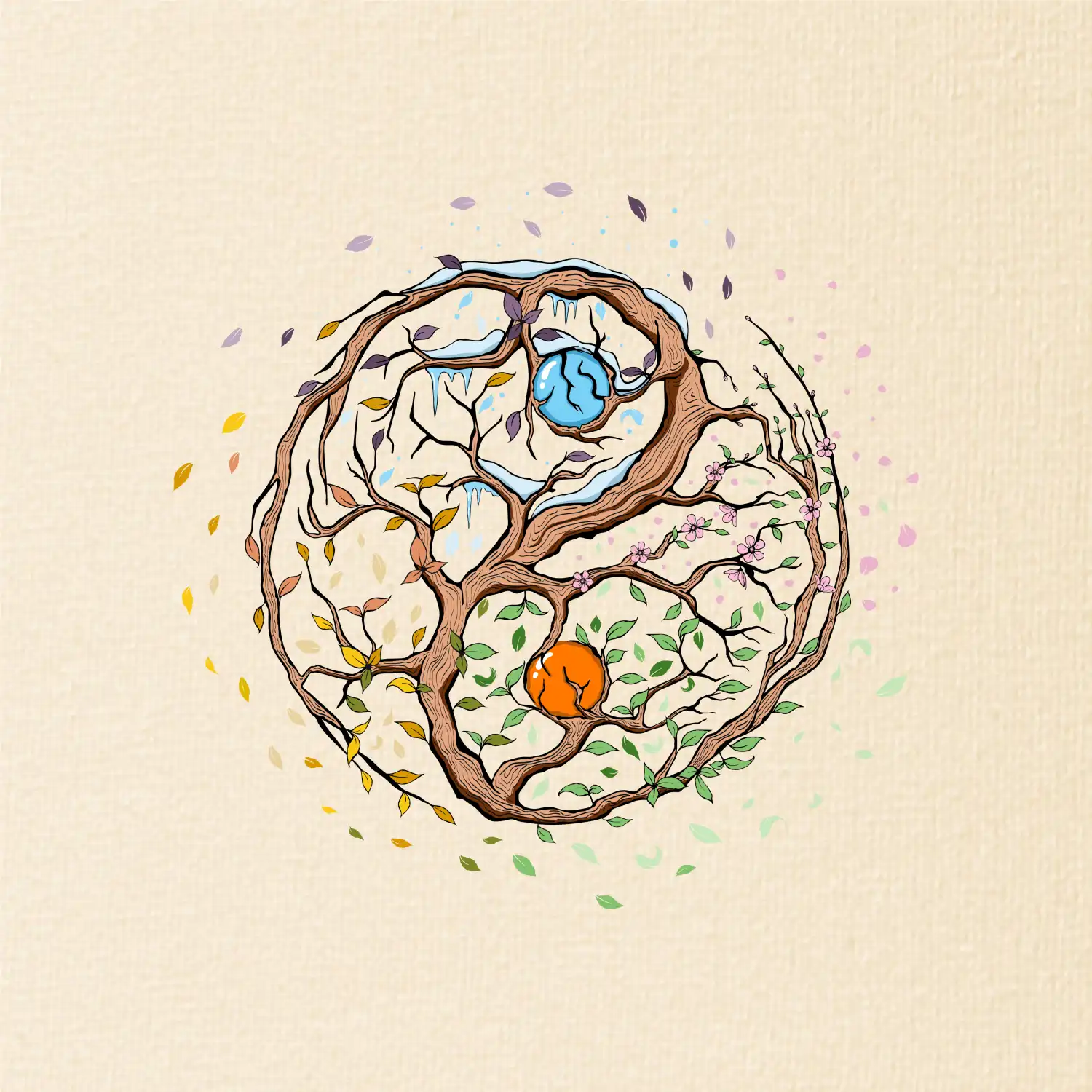Yin & Yang strom - zima, léto