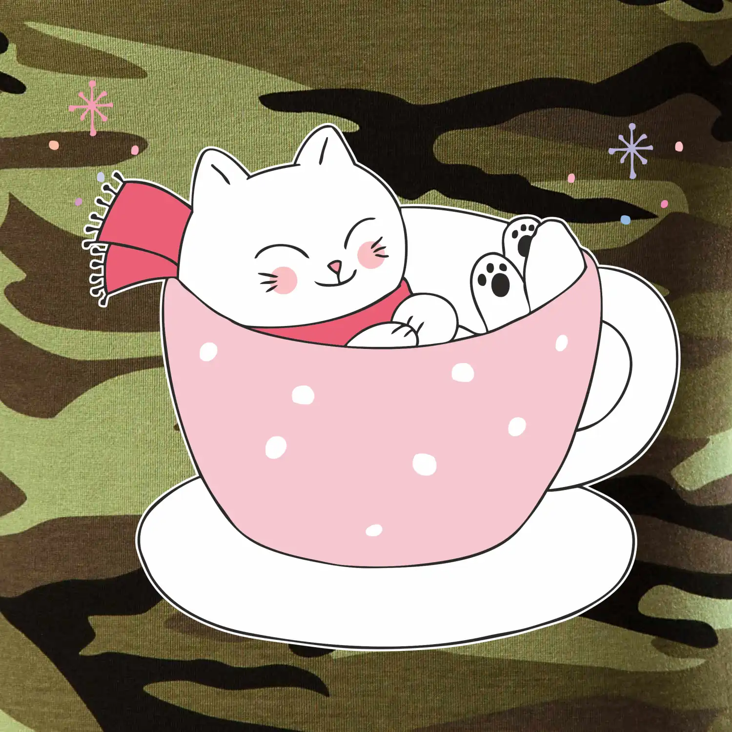 Vánoční kočka v hrnečku