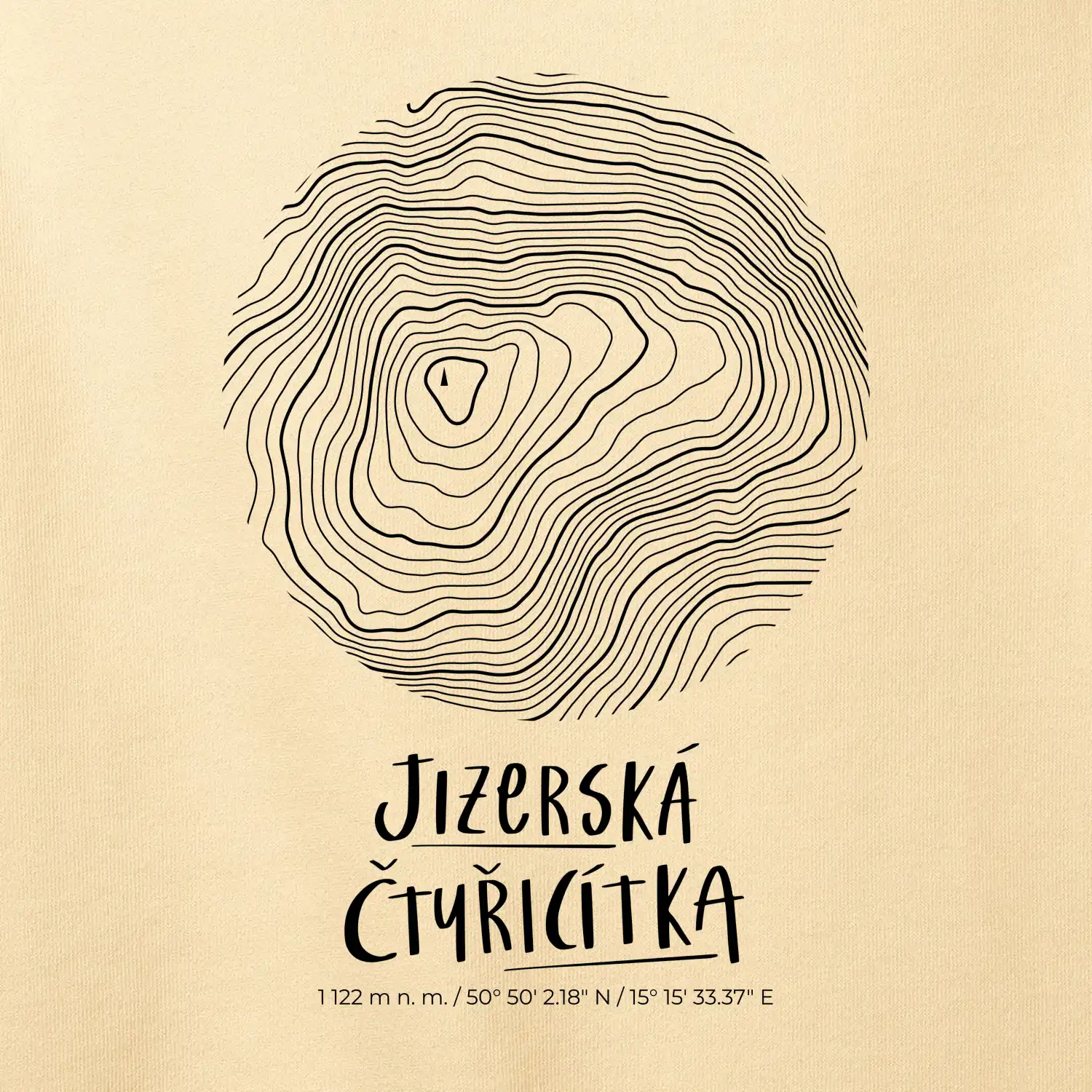 Jizerská čtyřicítka - vrstevnice v kruhu