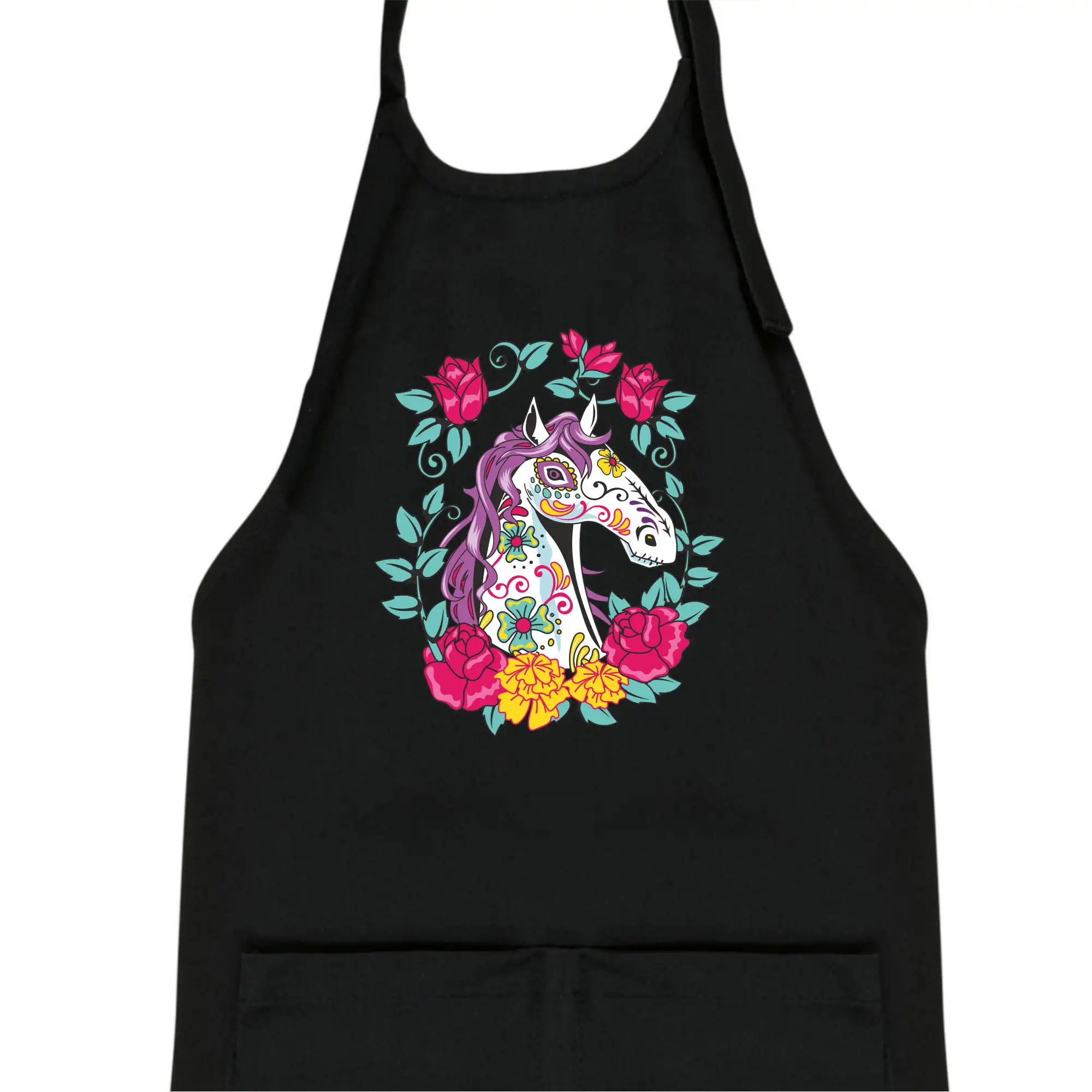 Kůň barevný s květinami