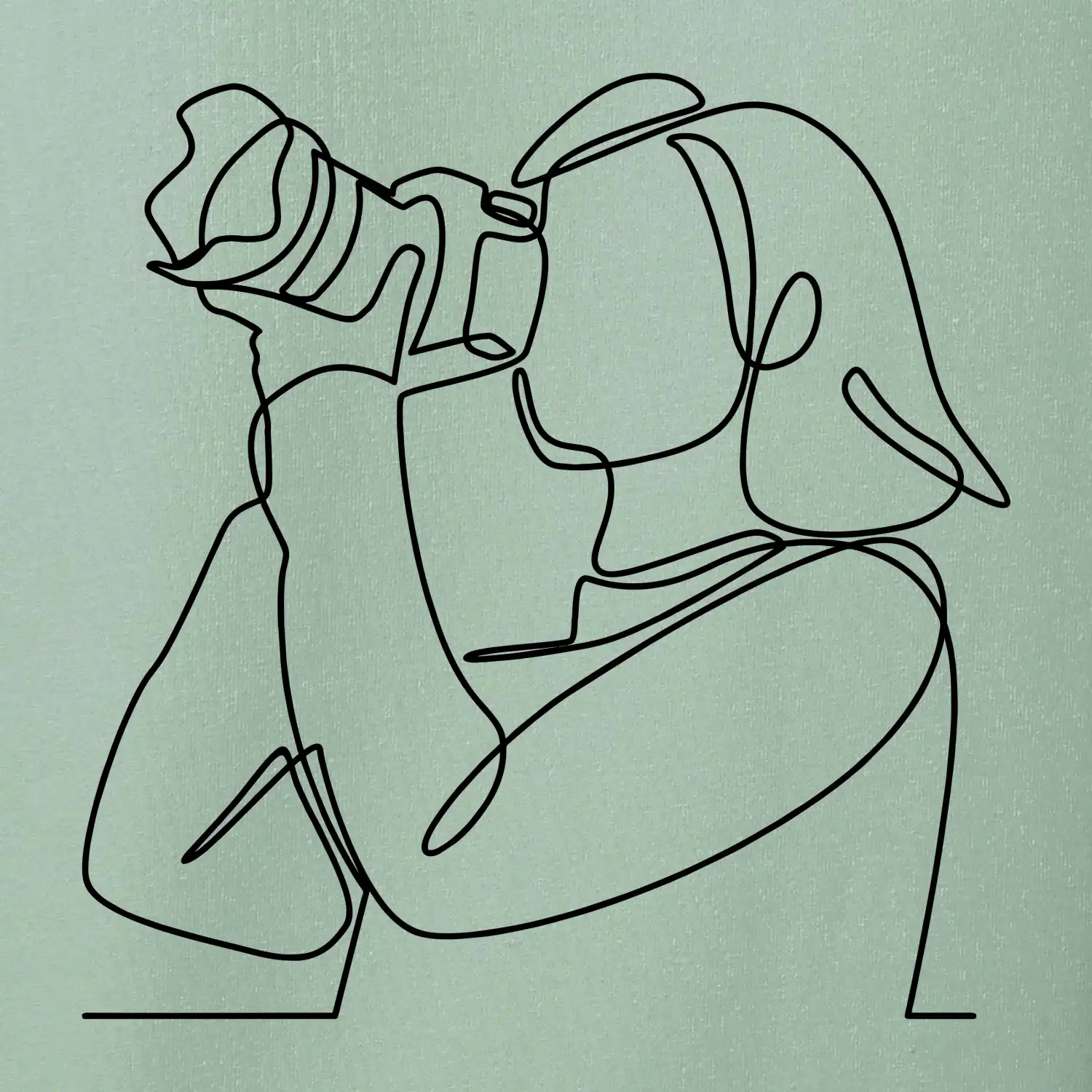 Fotografka stojící jedním tahem