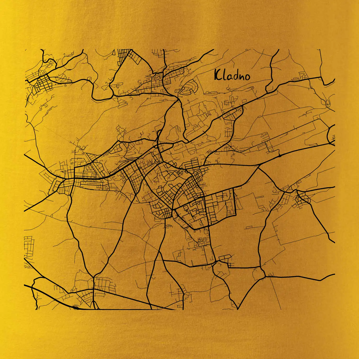 Černobílá mapa Kladno