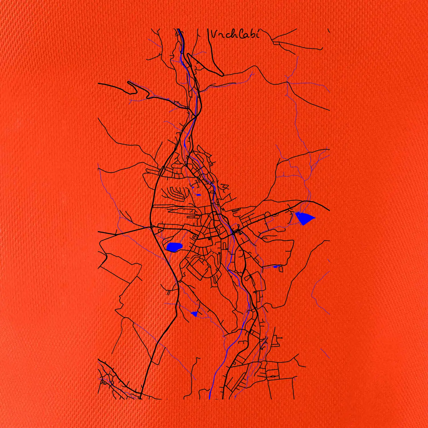 Vrchlabí - Mapa s vodními toky