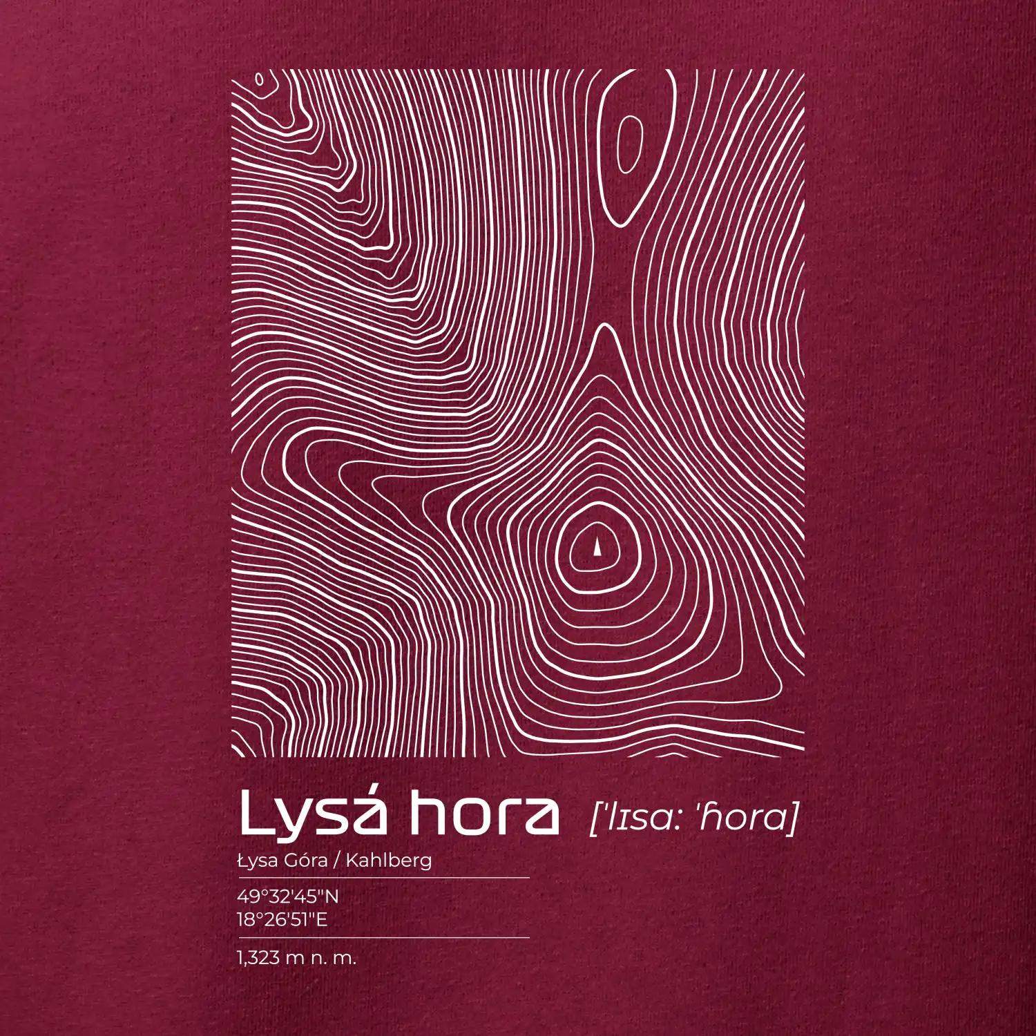 Lysá hora - vrstevnice v obdélníku