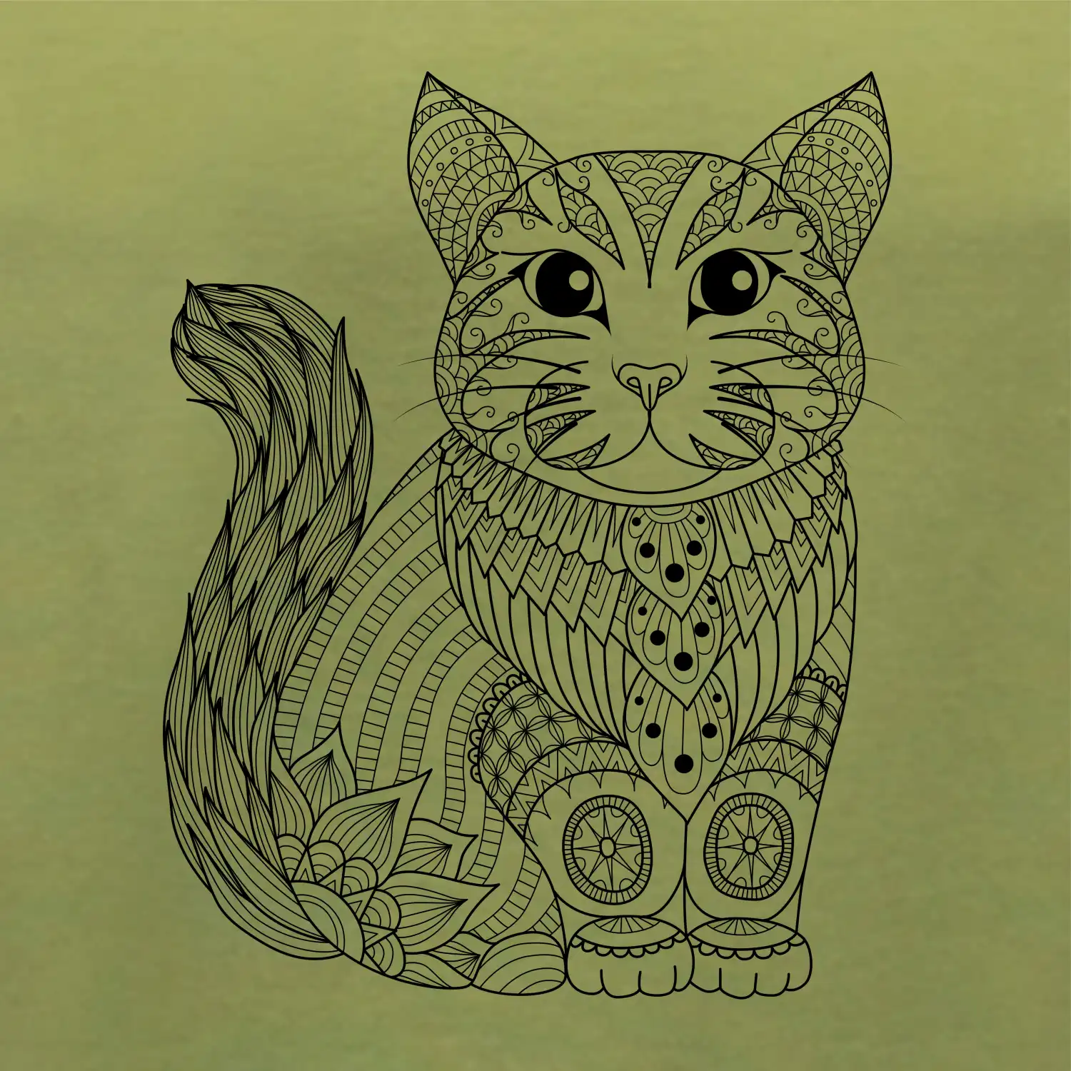Kočka sedící mandala