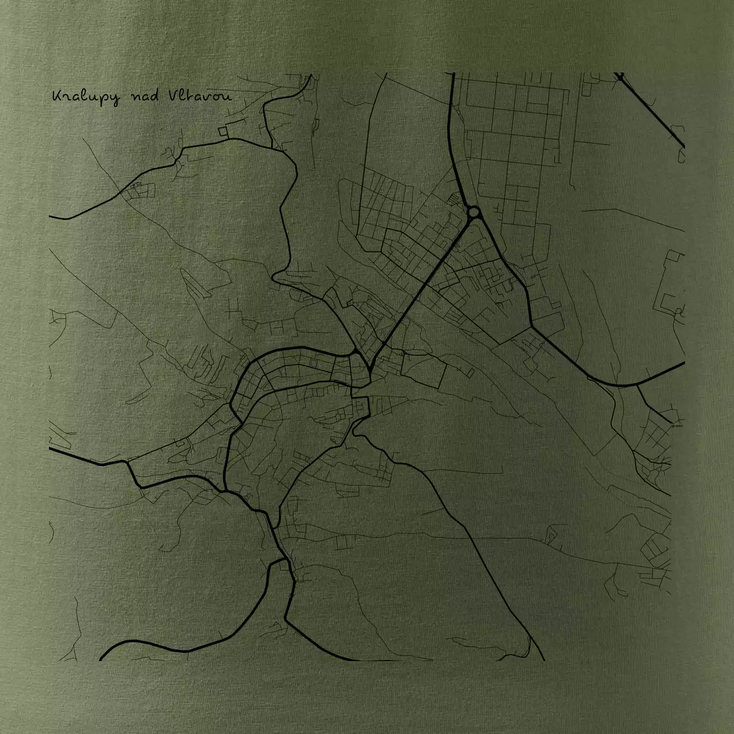 Černobílá mapa Kralupy nad Vltavou