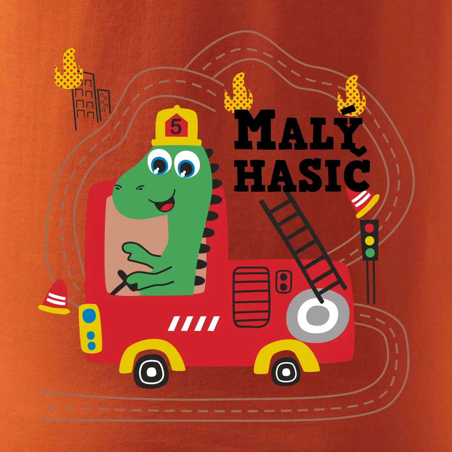 Malý hasič - auto a dinosaurus