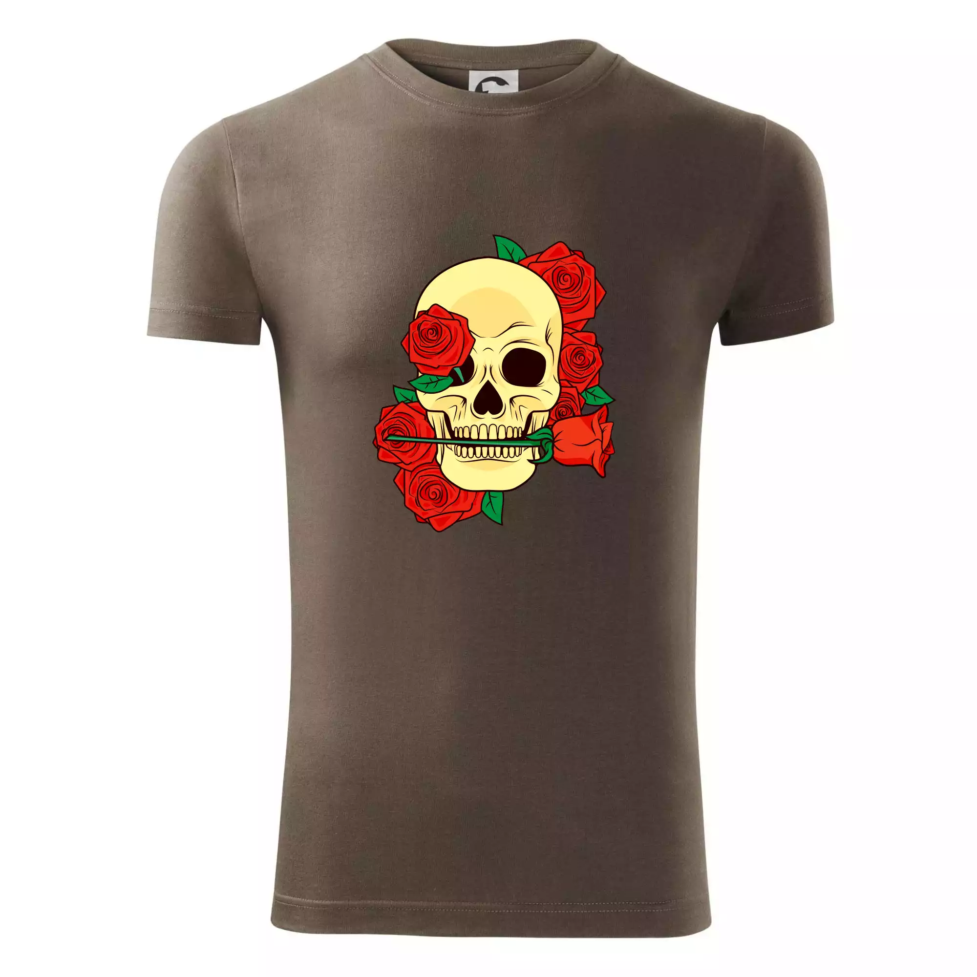 Lebka držící růži