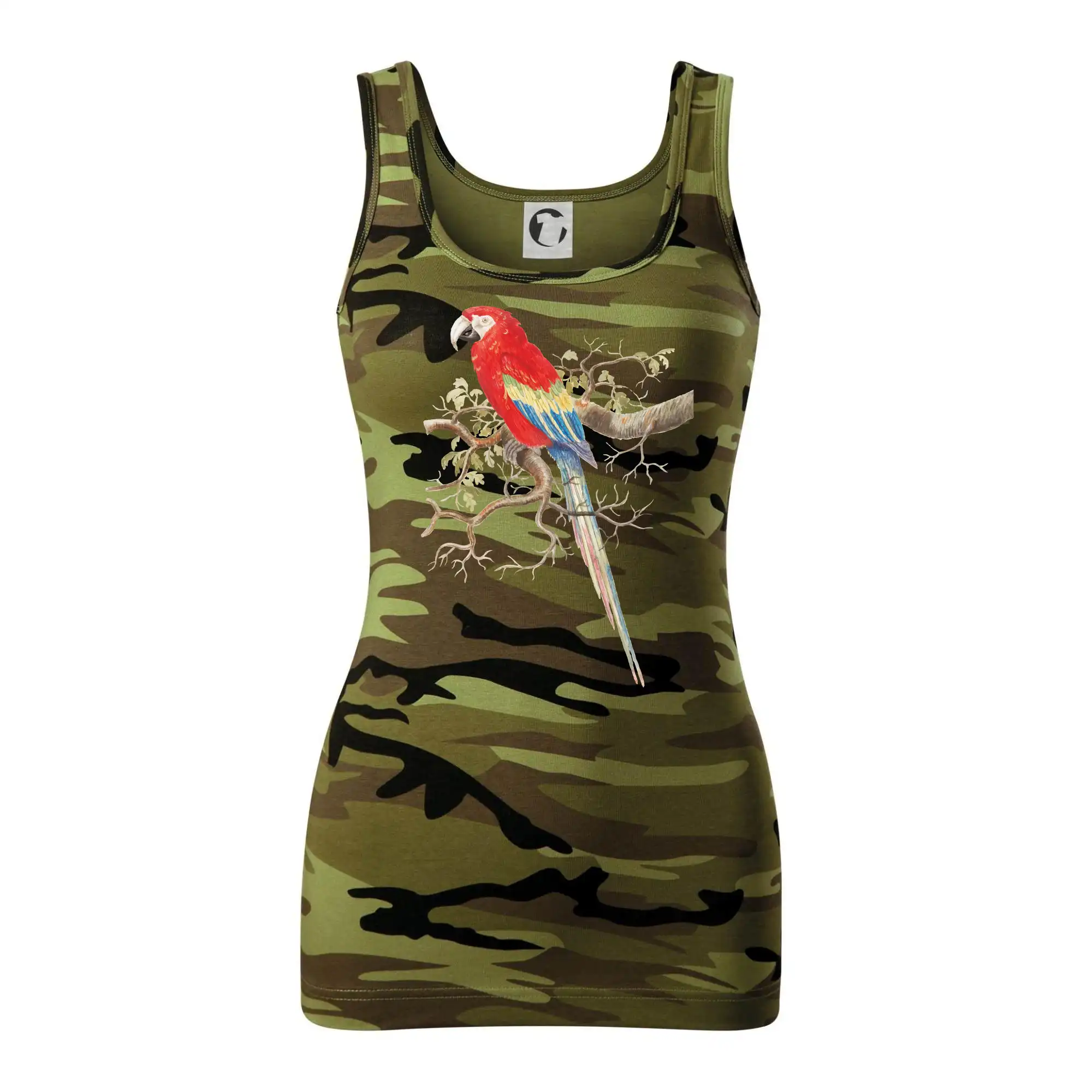 Papoušek na listnatém stromě