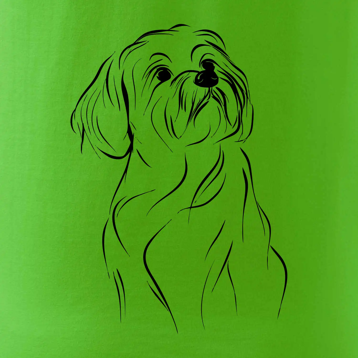 Lhasa Apso černý nákres slabé linky