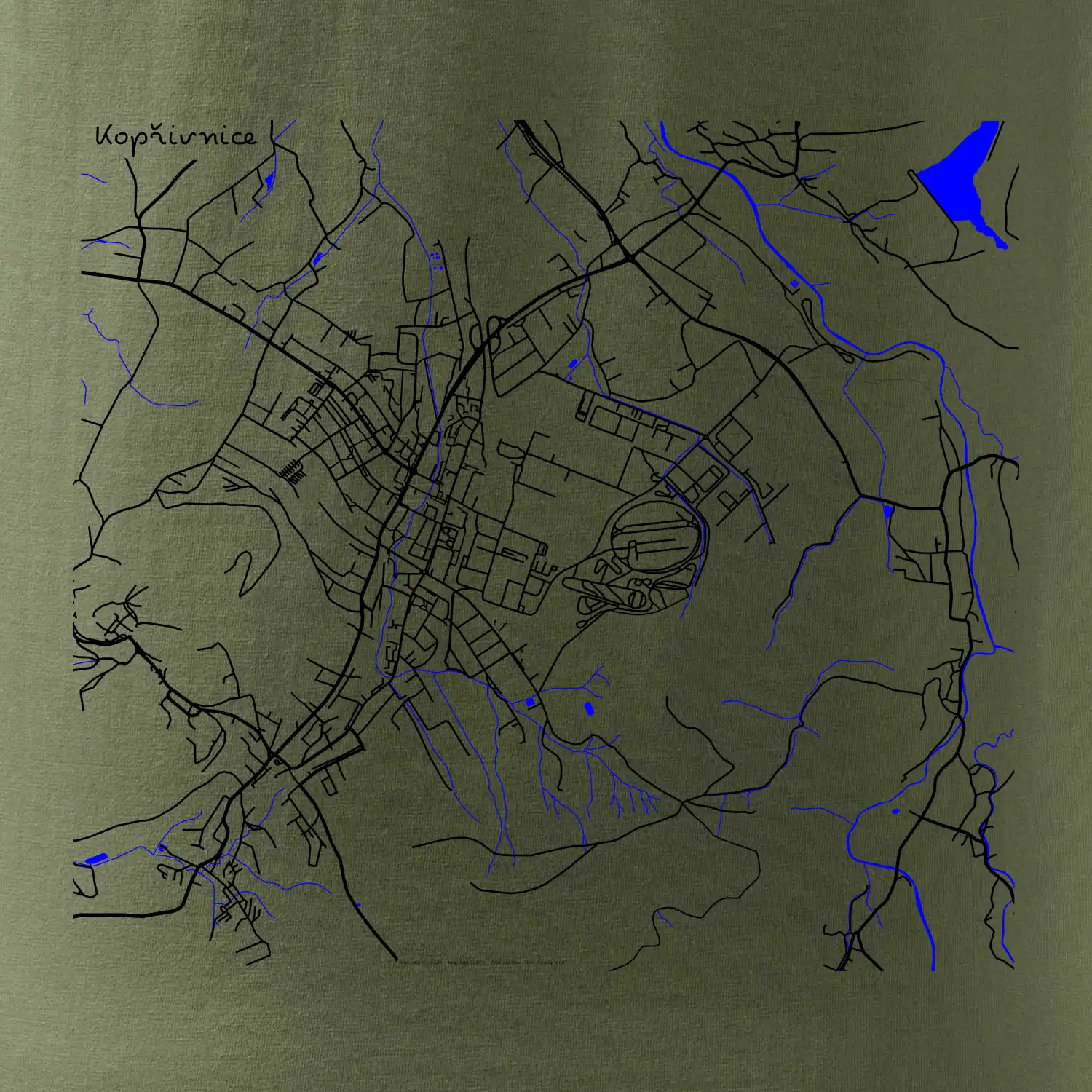 Kopřivnice - Mapa s vodními toky