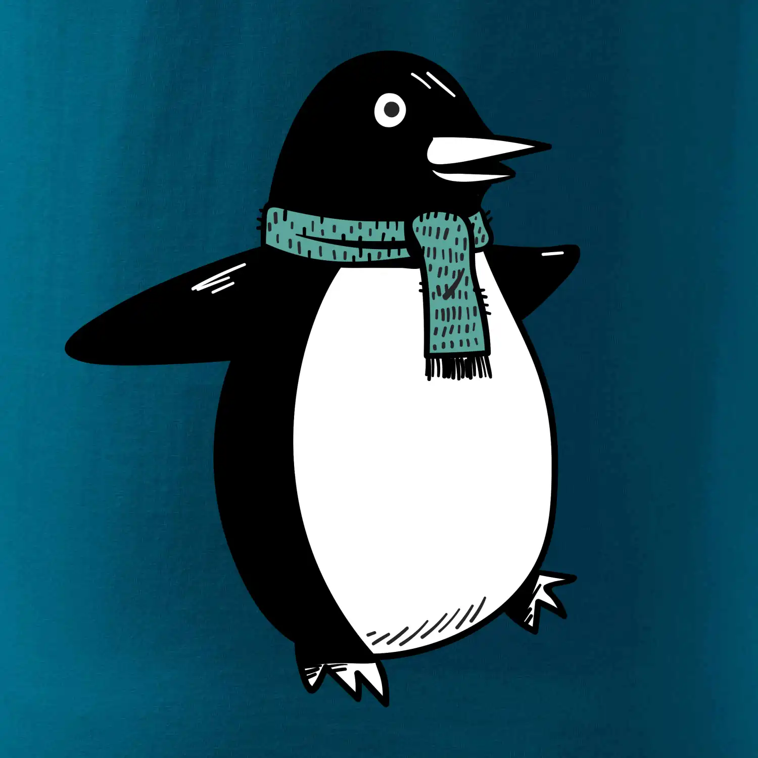 Tučňák se zelenou šálou