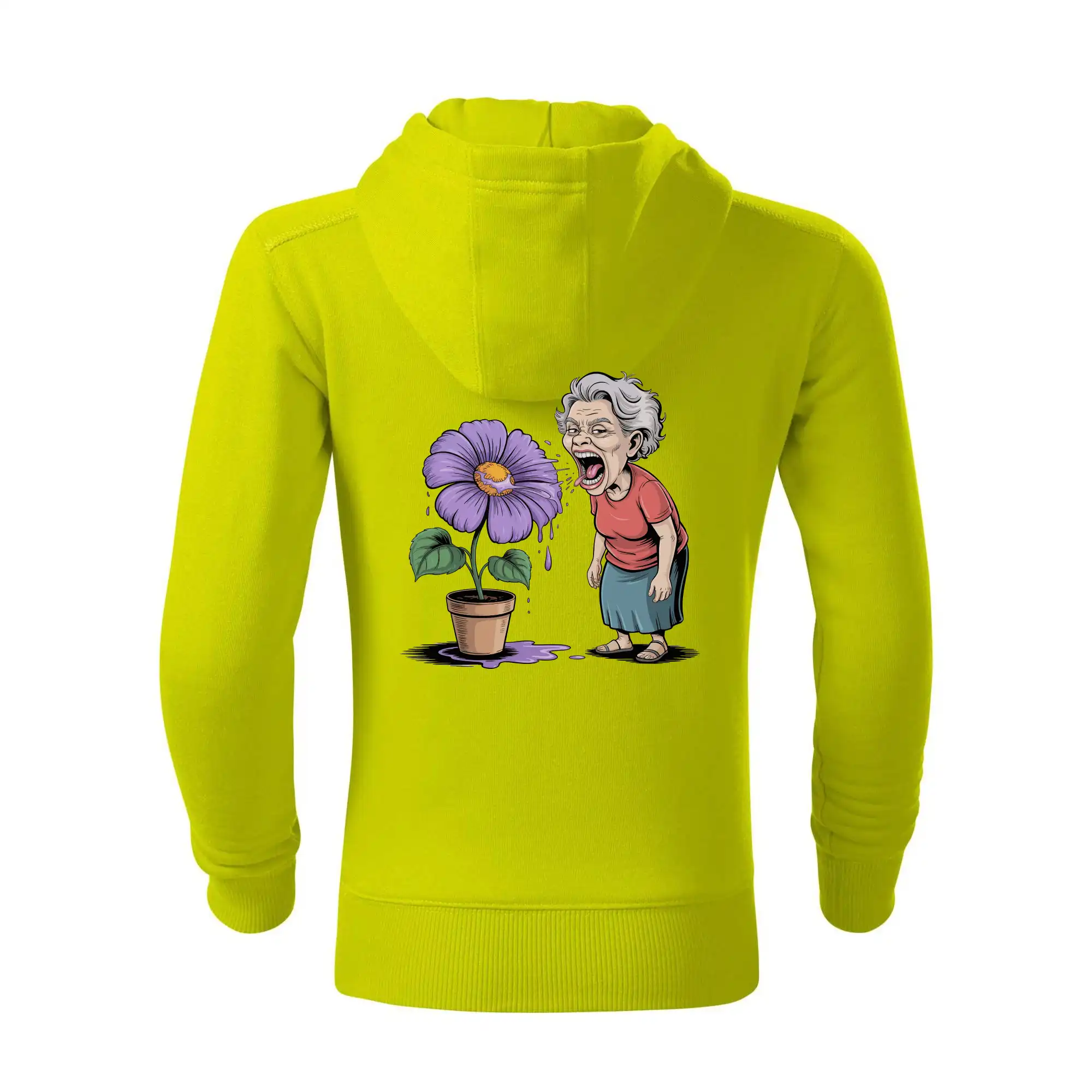 Stará paní plive na fialu