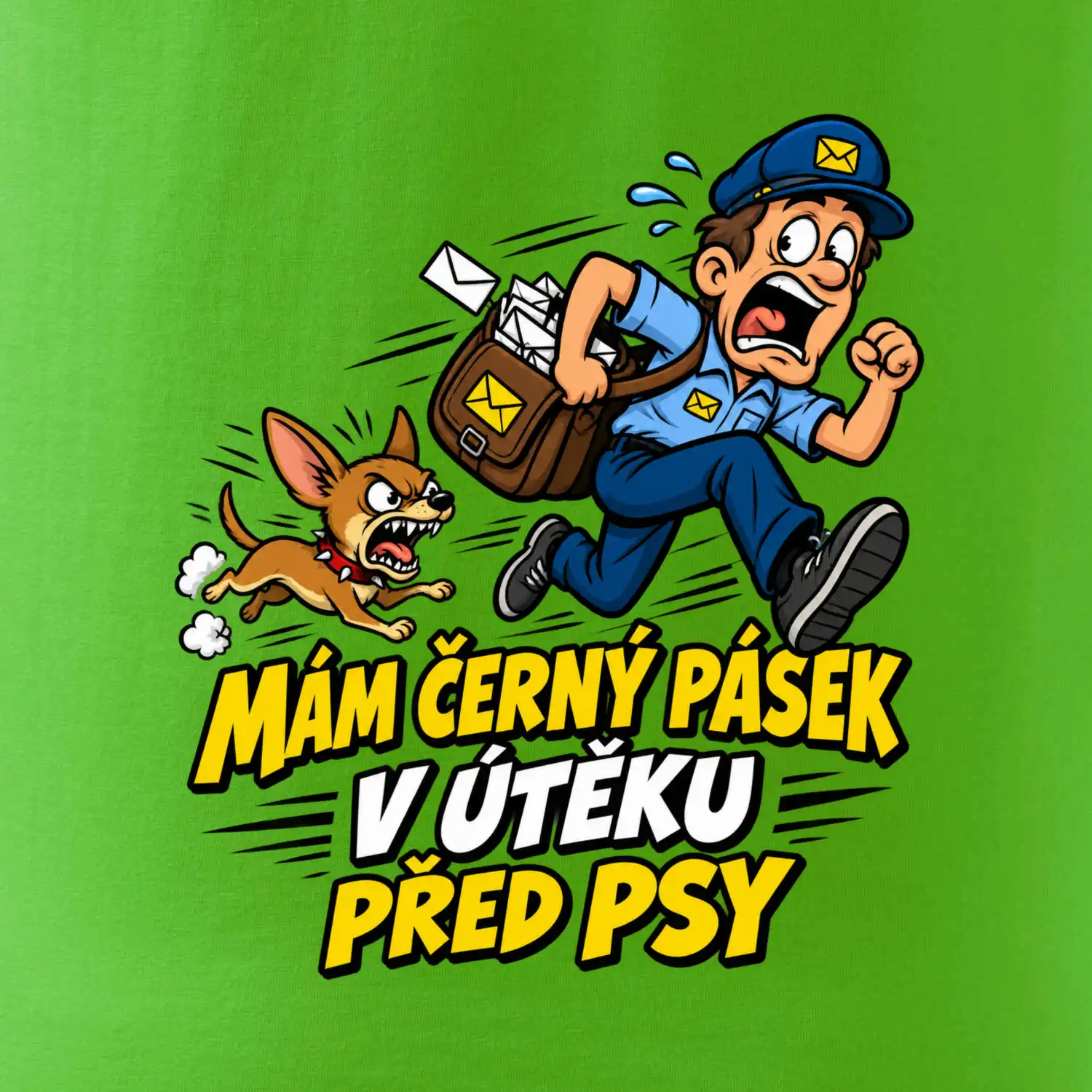 Černý pásek v útěku před psy
