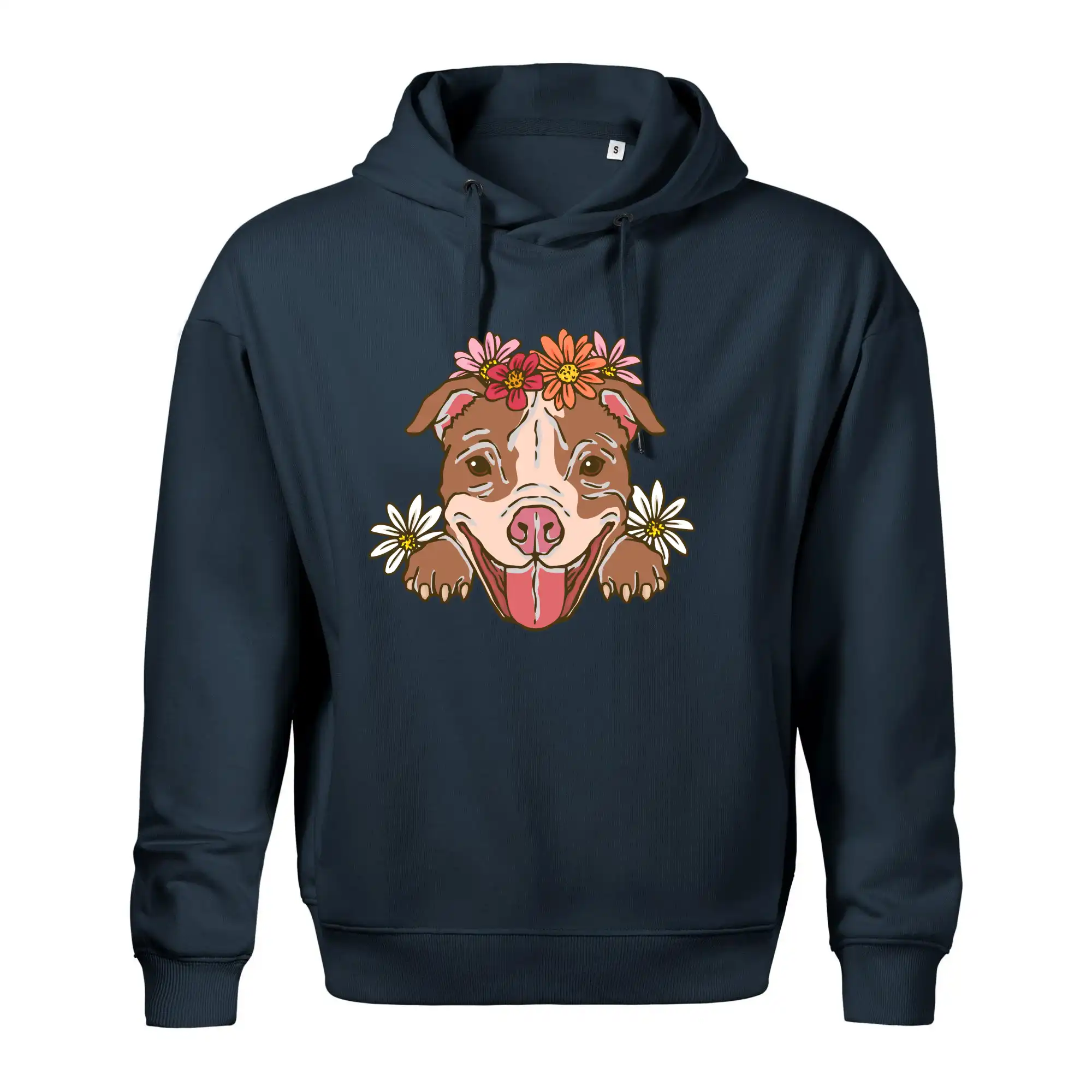 Americký stafordširský teriér hlava s květinami