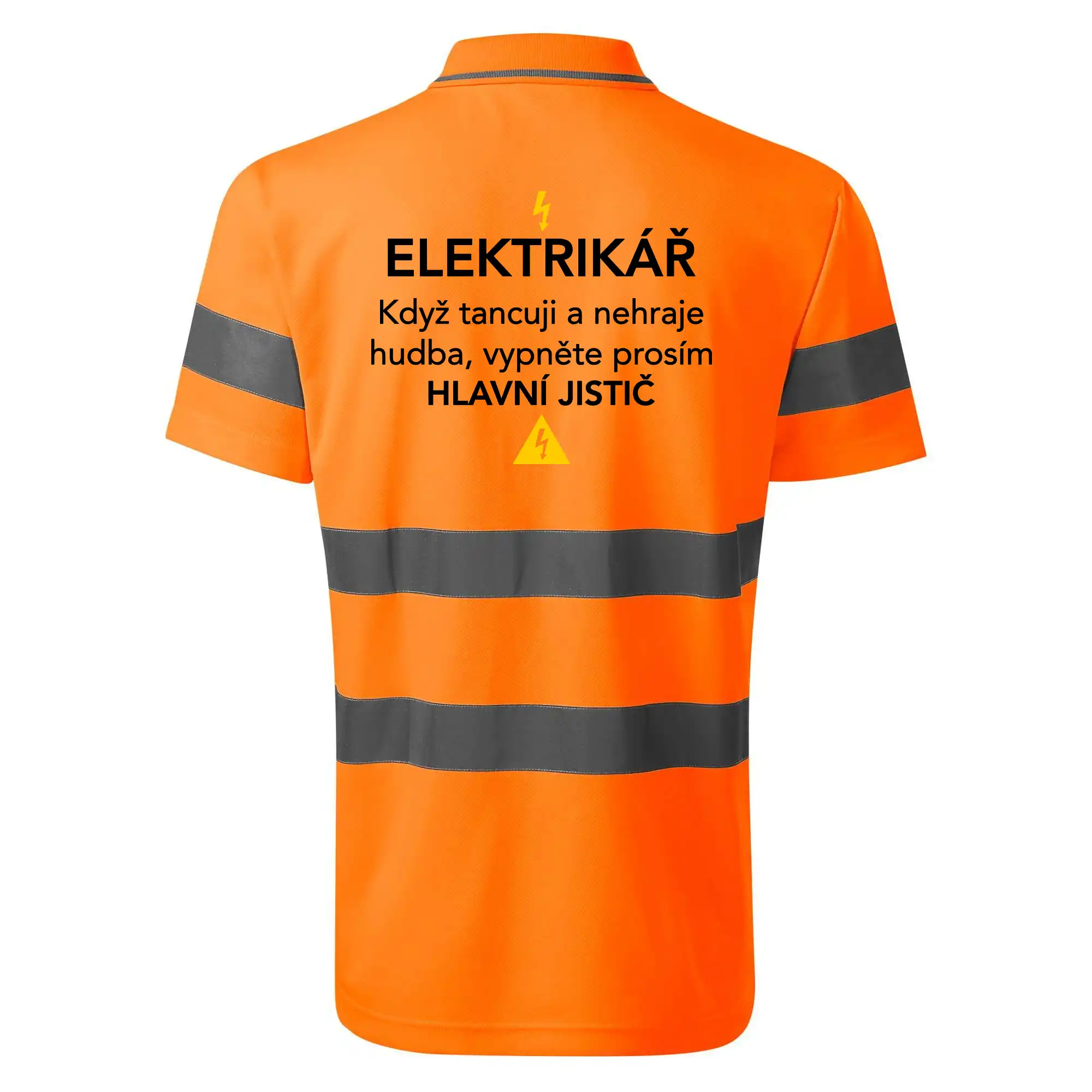 Elektrikář - hlavní jistič - Nápis na zádech