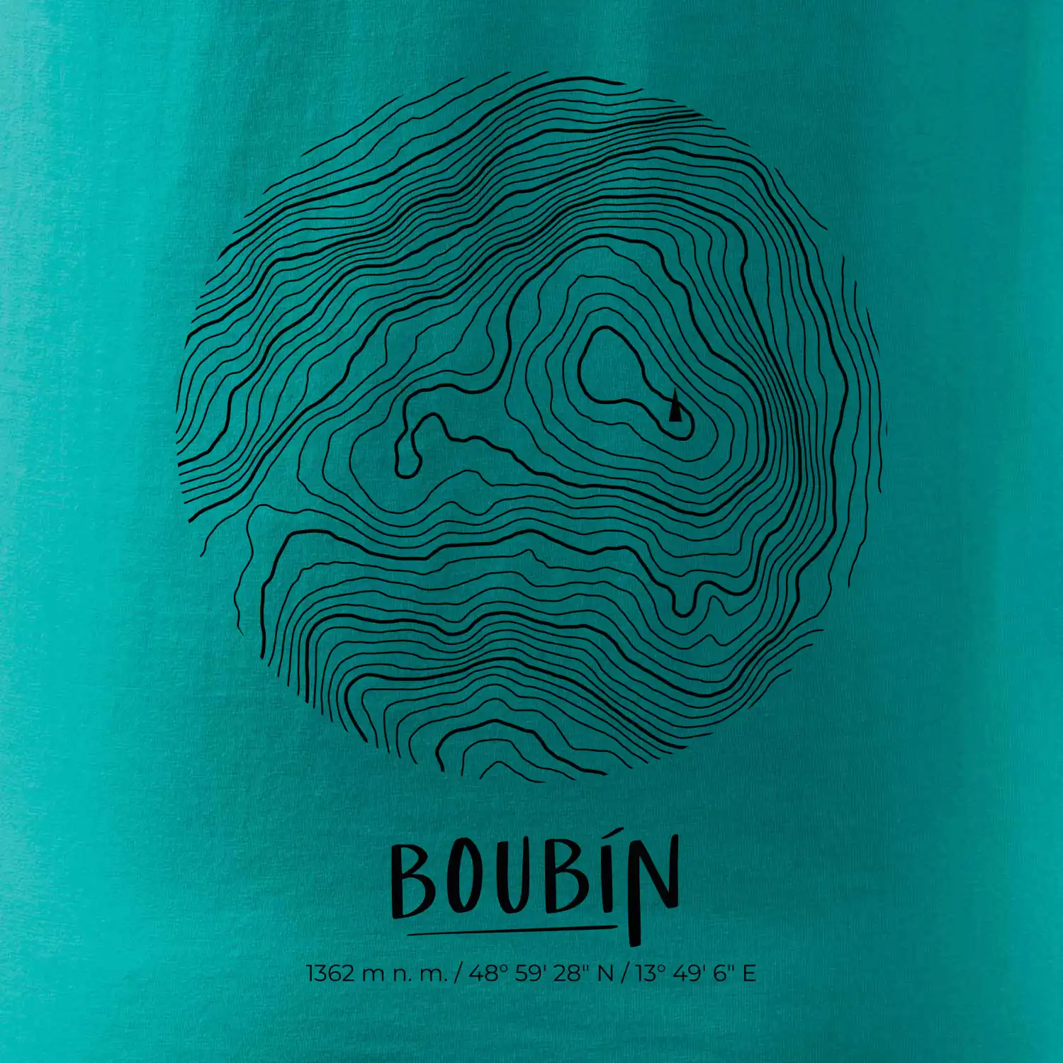 Boubín - vrstevnice v kruhu