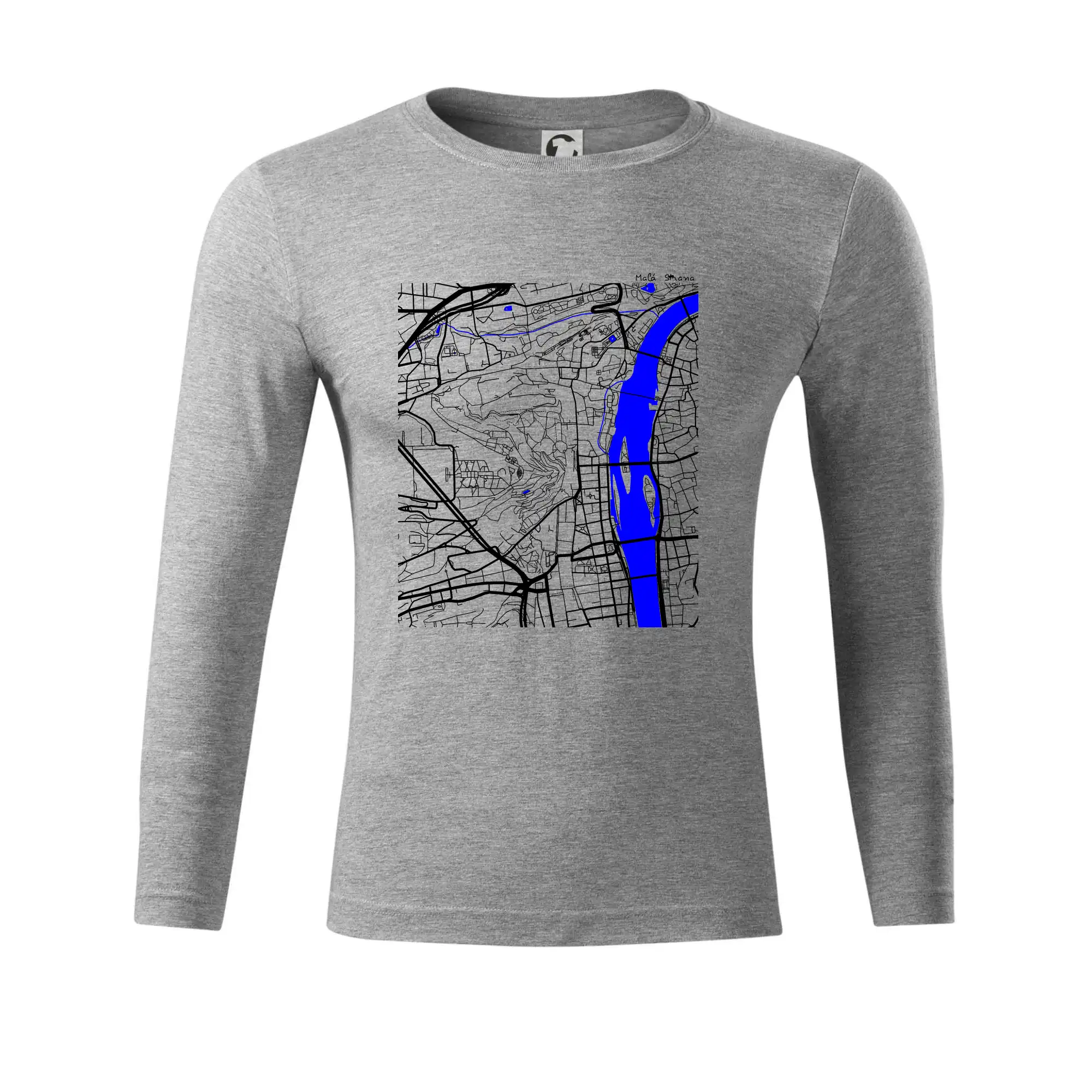 Praha Malá Strana - Mapa s vodními toky