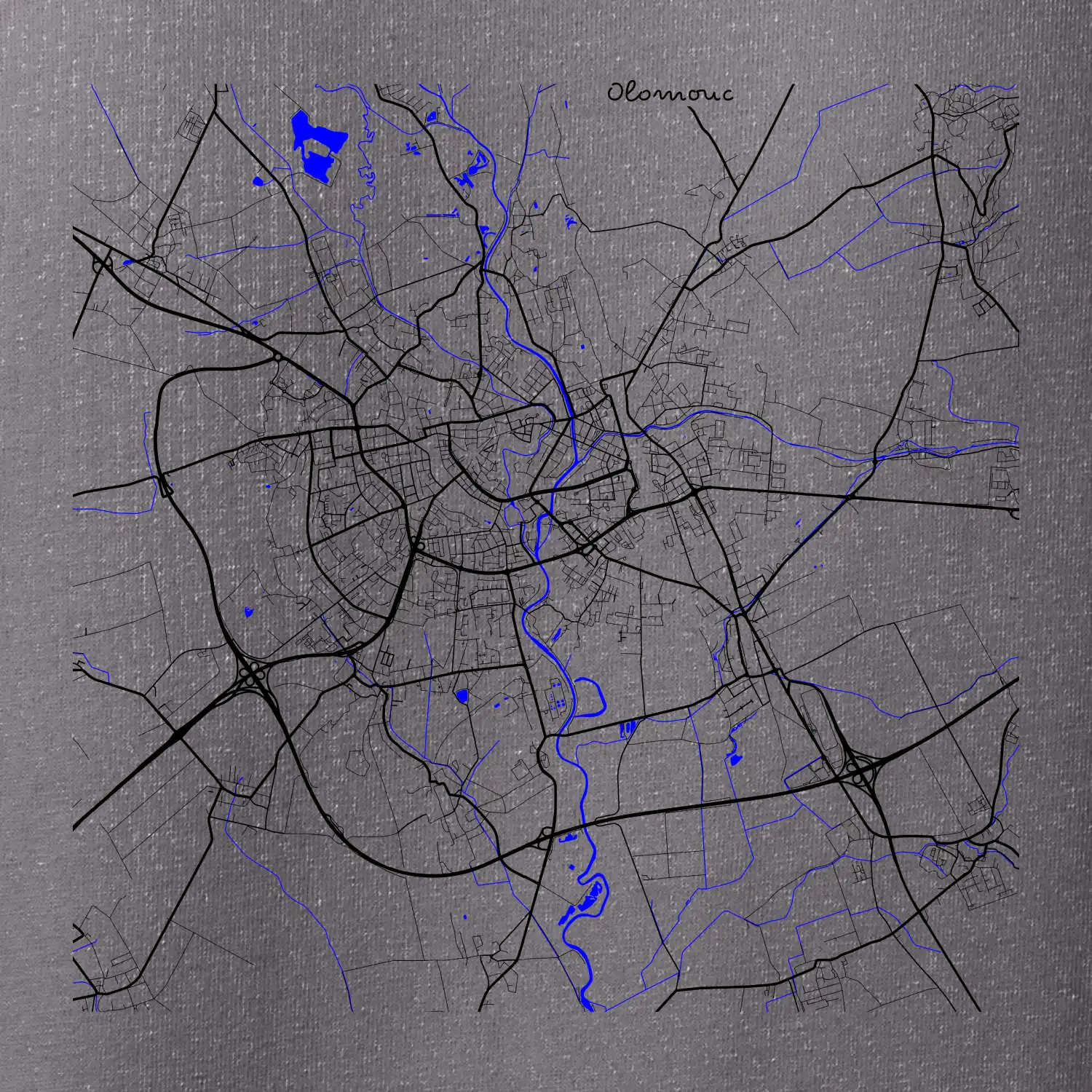 Olomouc - Mapa s vodními toky