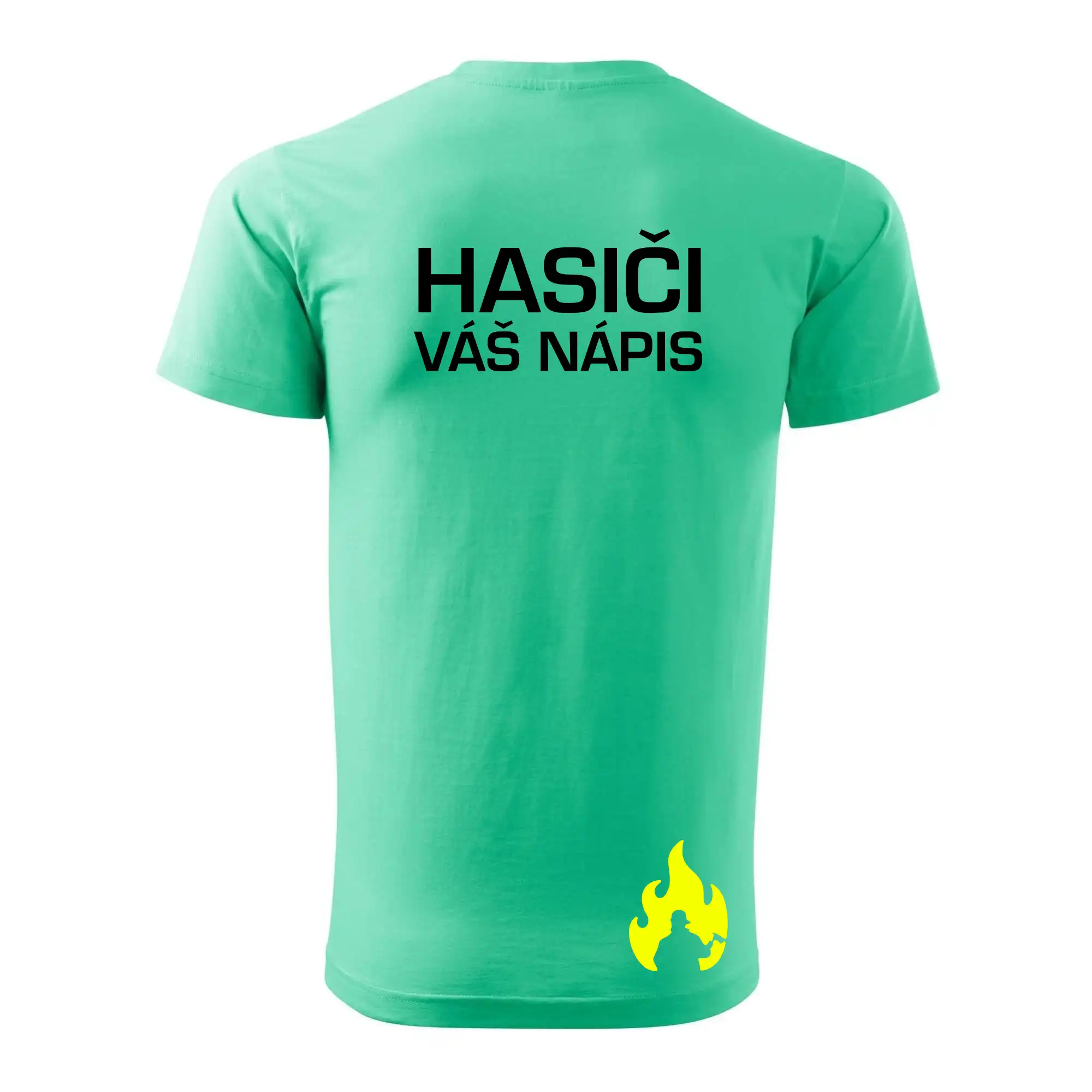 Hasič stojící - nápis hasiči - Velký nápis  na zádech
